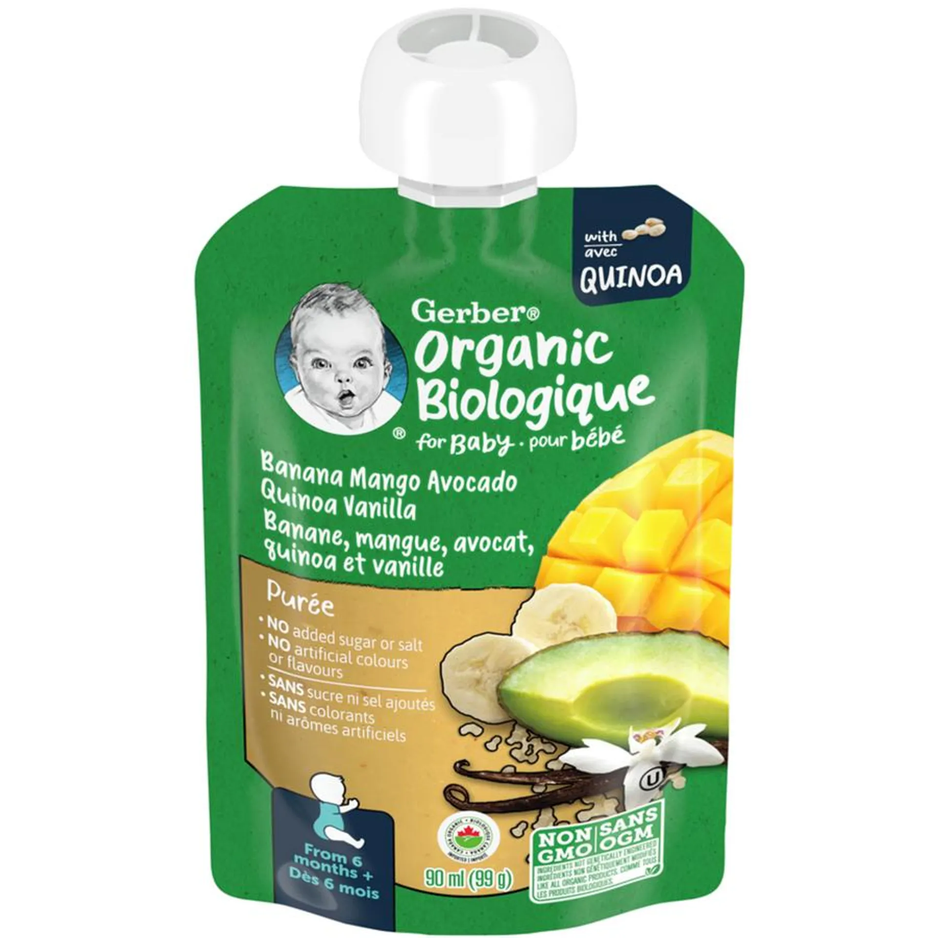 Gerber Organic Toddler Purée Banana Mango Avocado Vanilla Quinoa