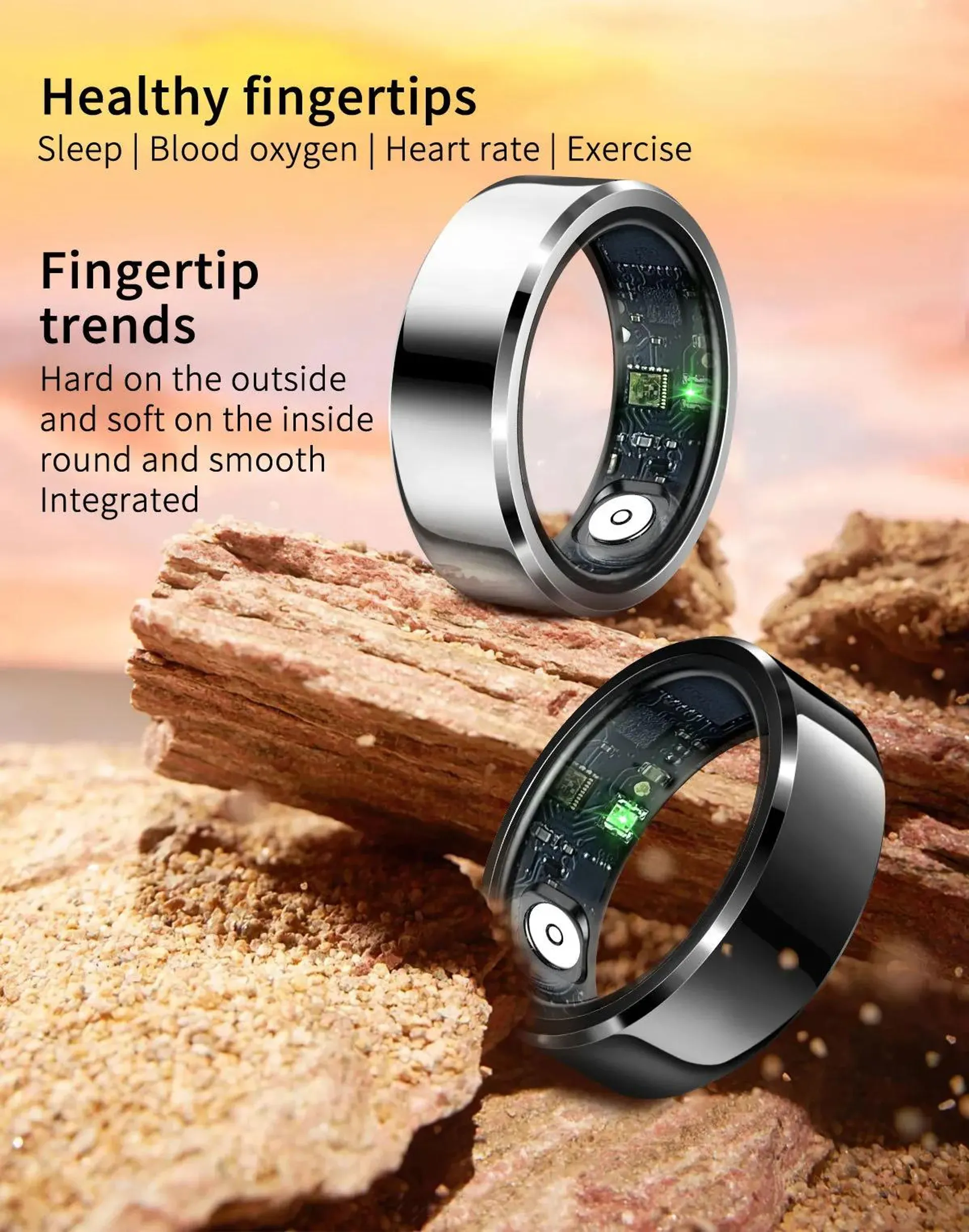 New R6 Smart Ring Heart Rate Blood Oxygen Blood Pressure Temperature Sleep Calories Health Multilingual Fitness Tracker Rings R6