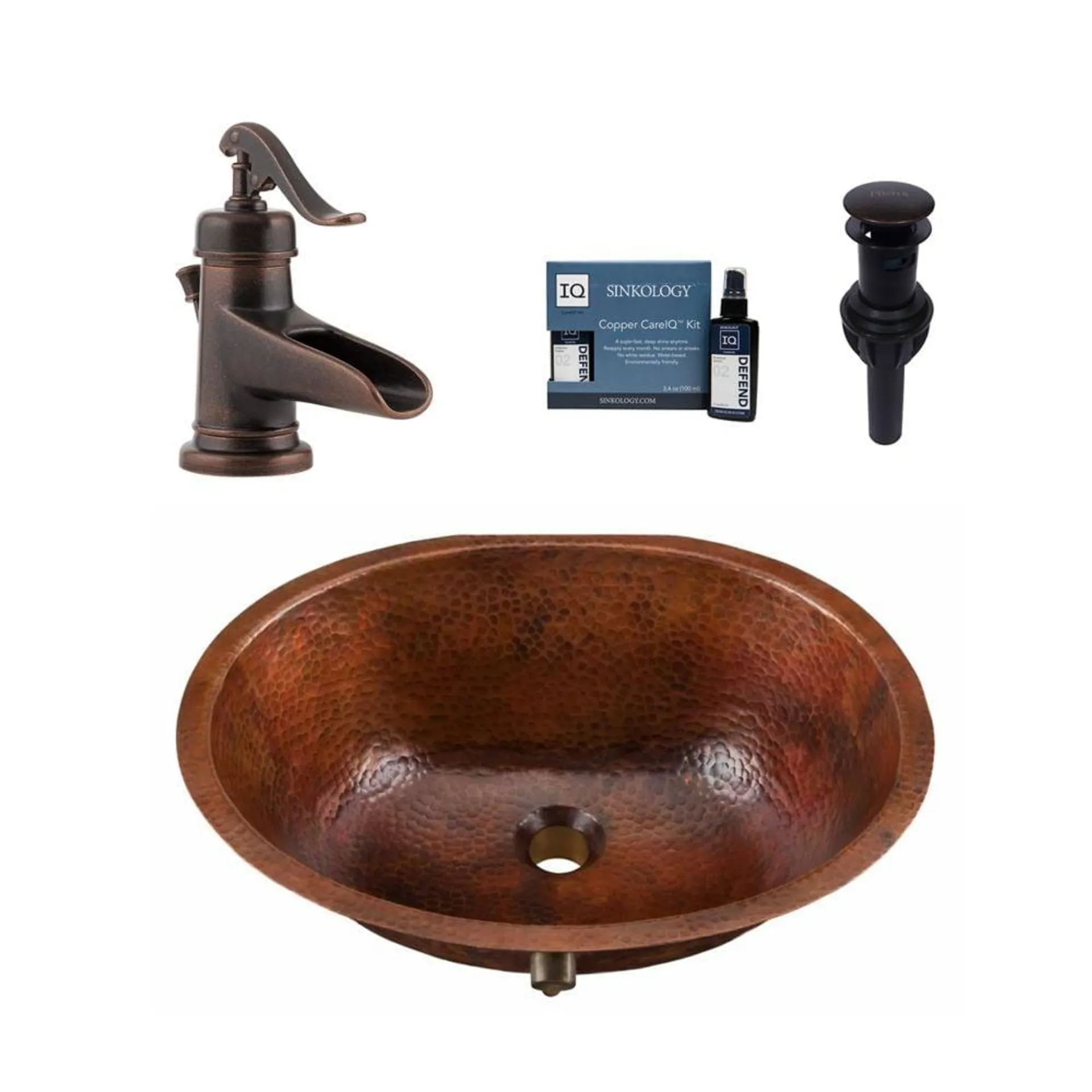 Freud All-In-One Undermount Copper Bath Sink Design Kit with Pfister Ashfield Faucet and Drain