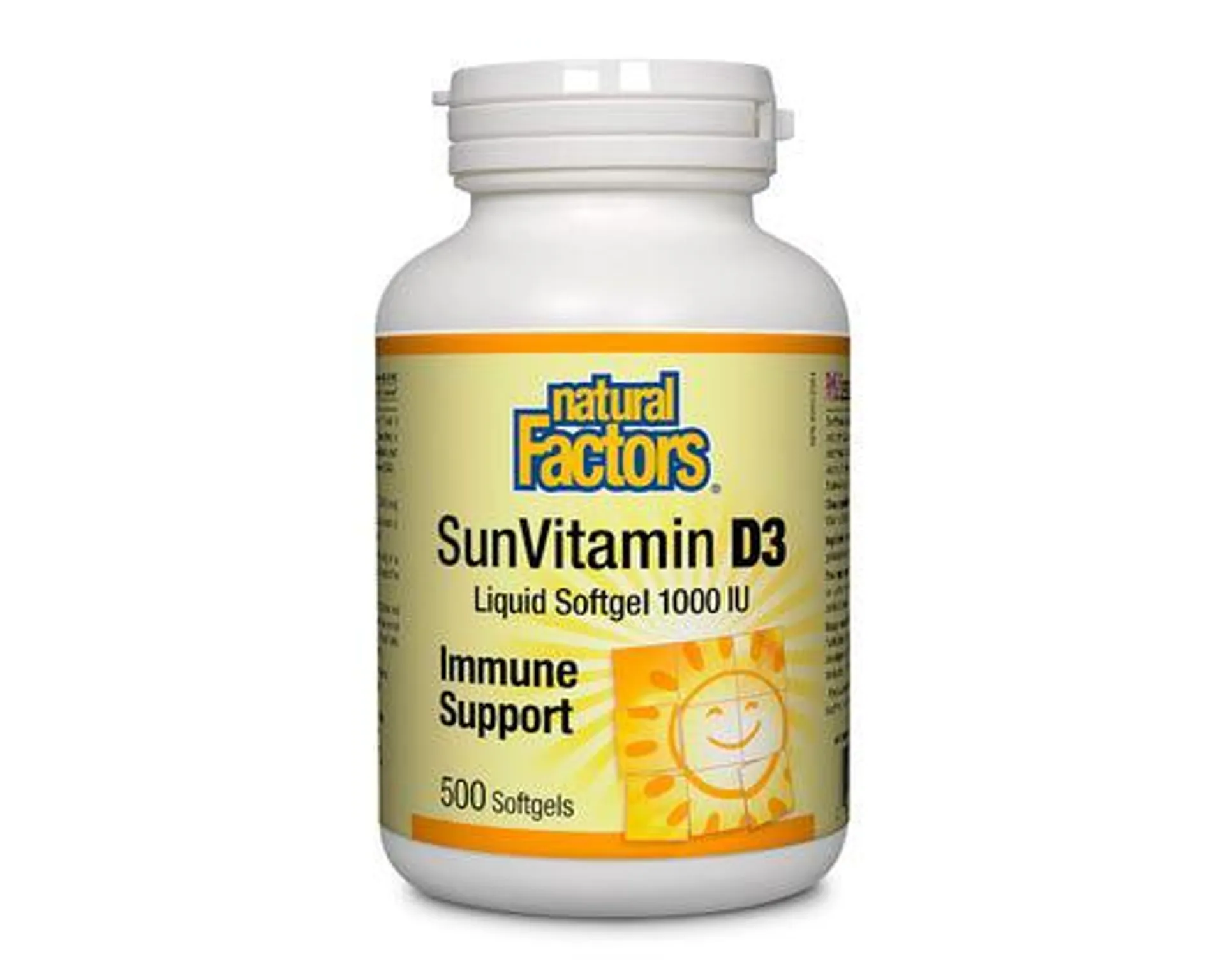 Natural Factors Sun Vitamin D3 1000 IU 500 Softgels