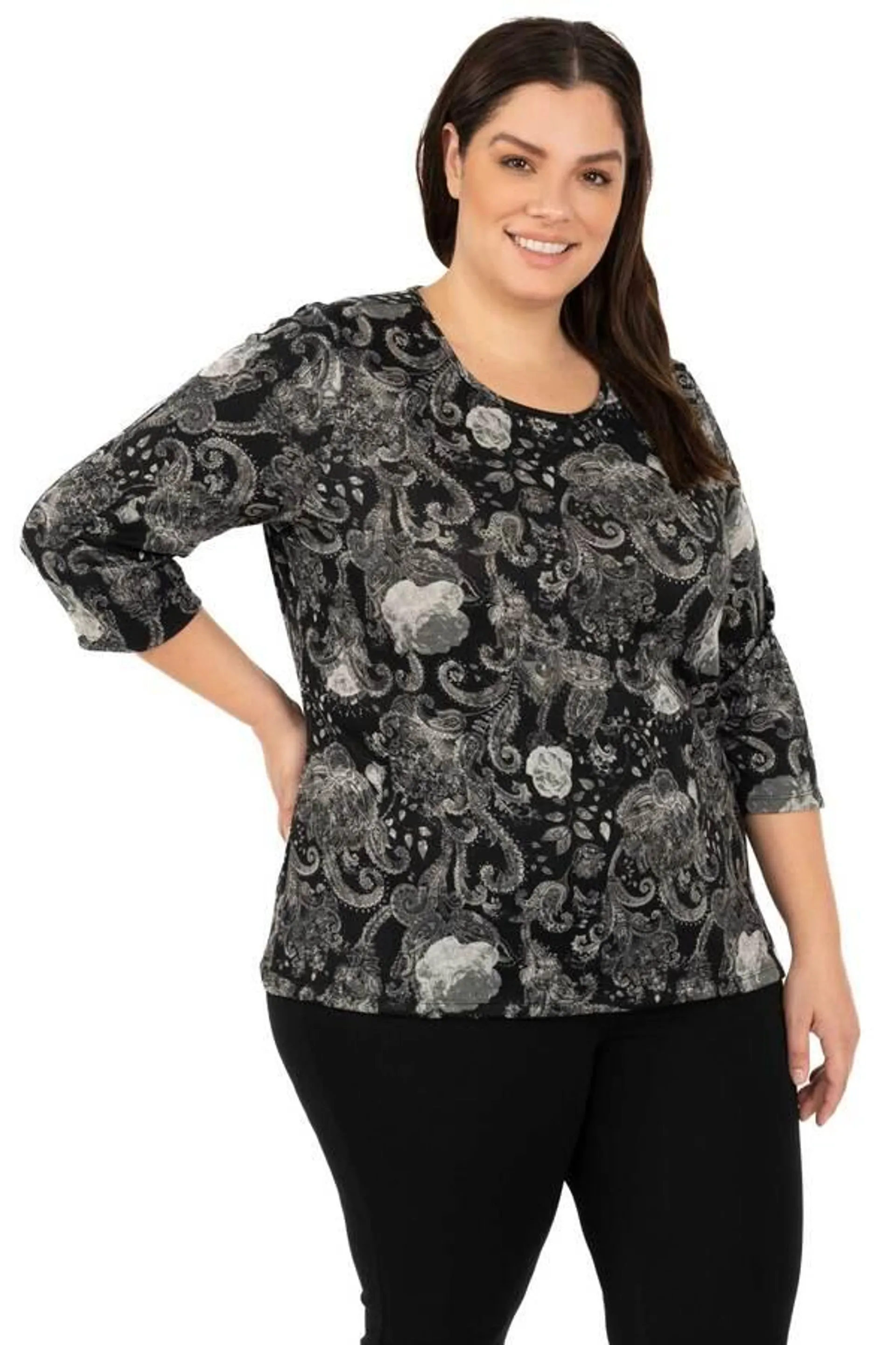 Paisley print blouse - Shades of grey