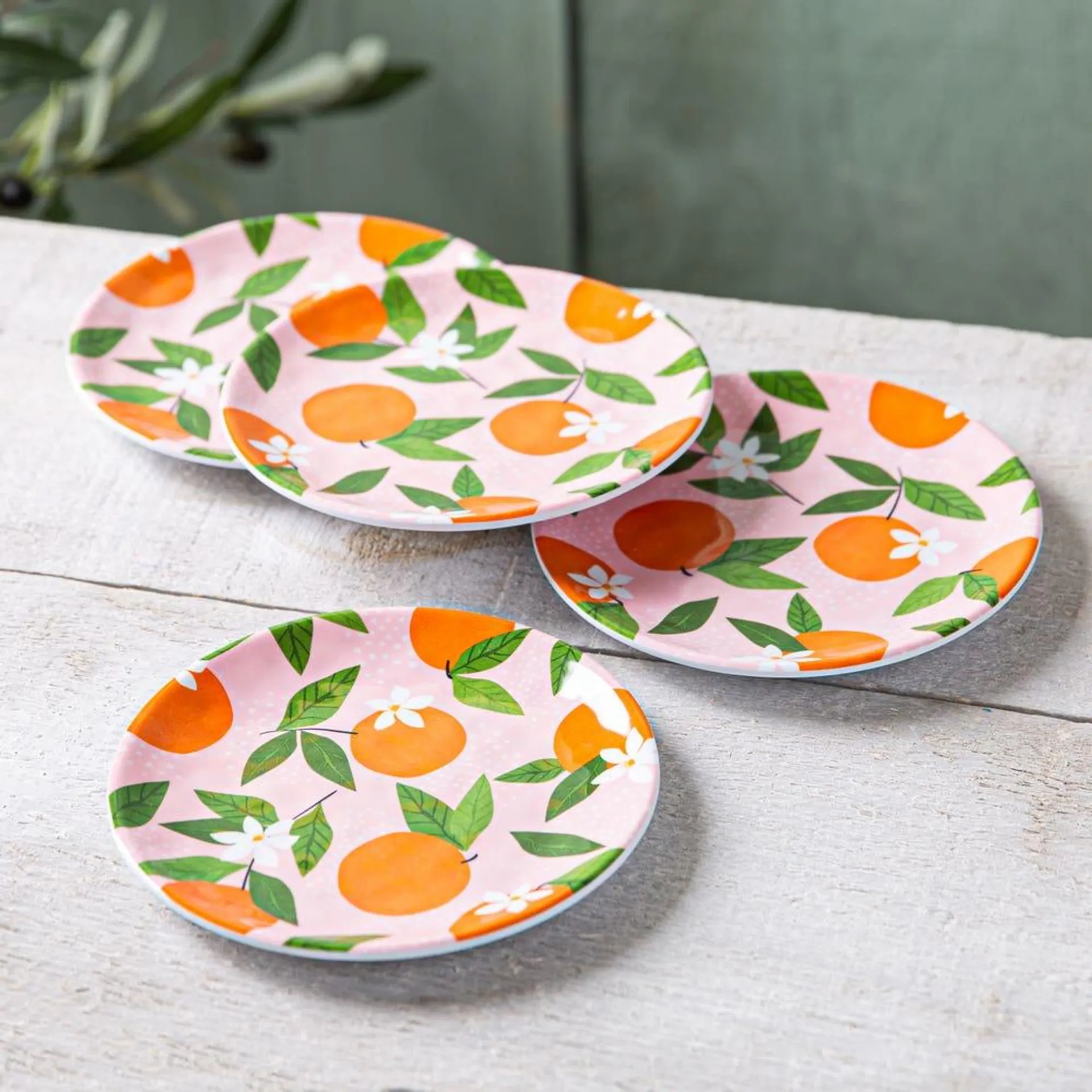 KSP Nibble 'Orange' Melamine Tidbit Plate - Set of 4