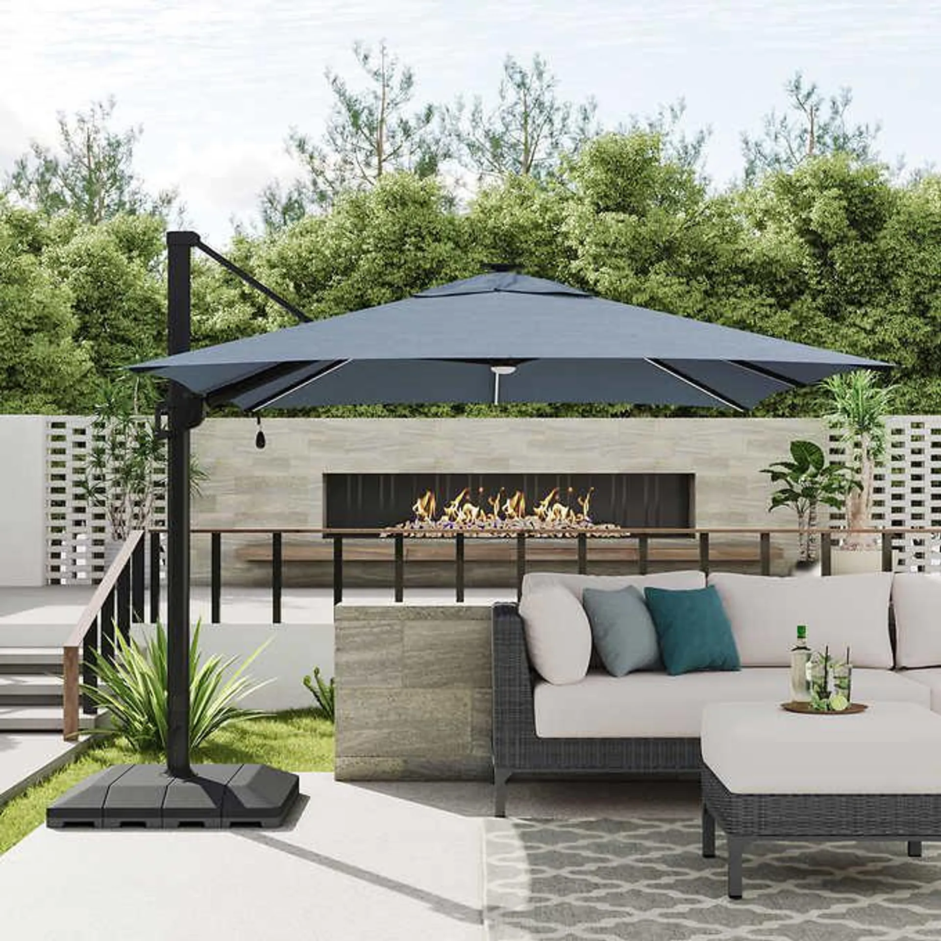 Sirio 4 m x 3 m (13 ft. x 10 ft.) Cantilever Umbrella with Solar Powered LED