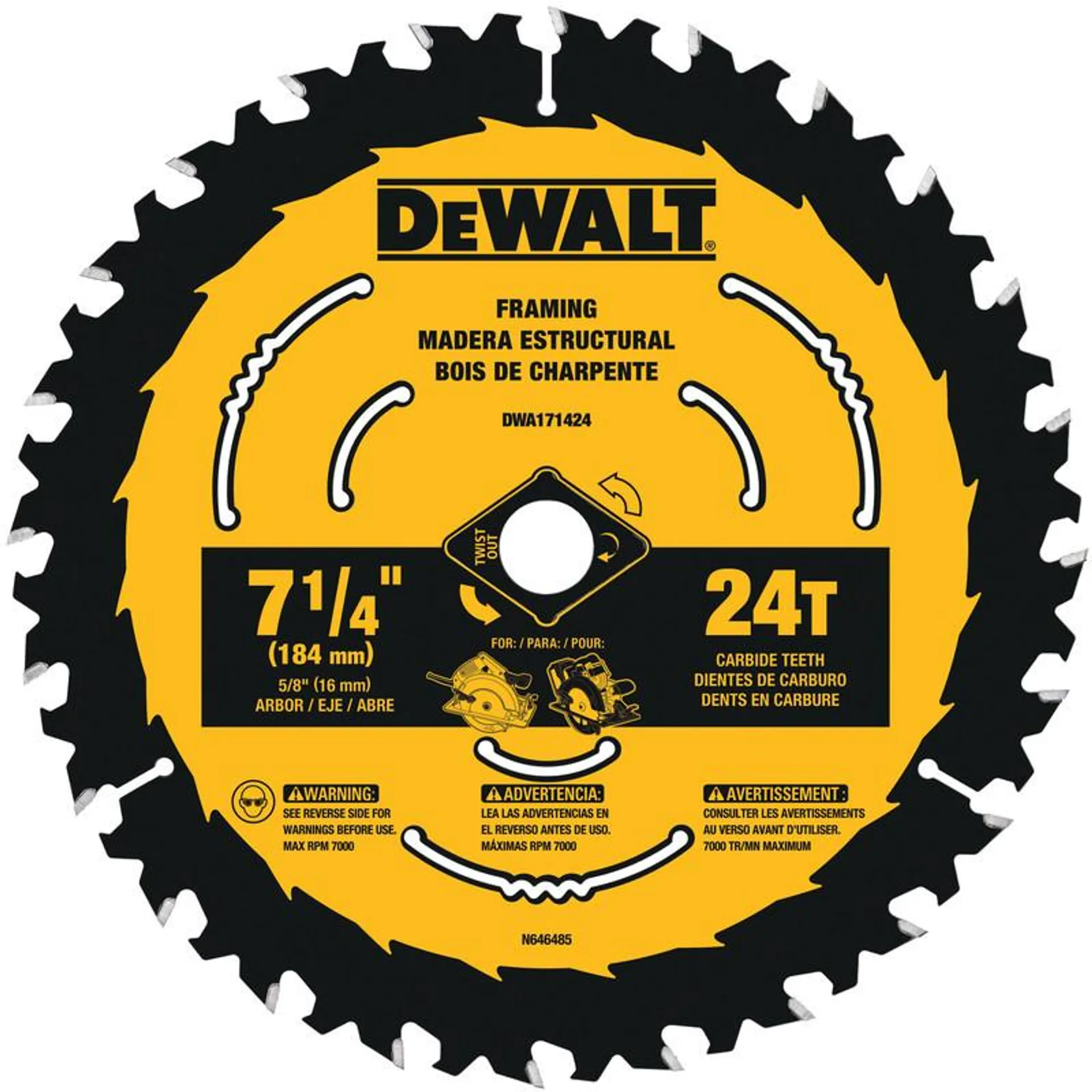 DEWALT 7 1/4IN. BLADE 24T KERF FRAMING