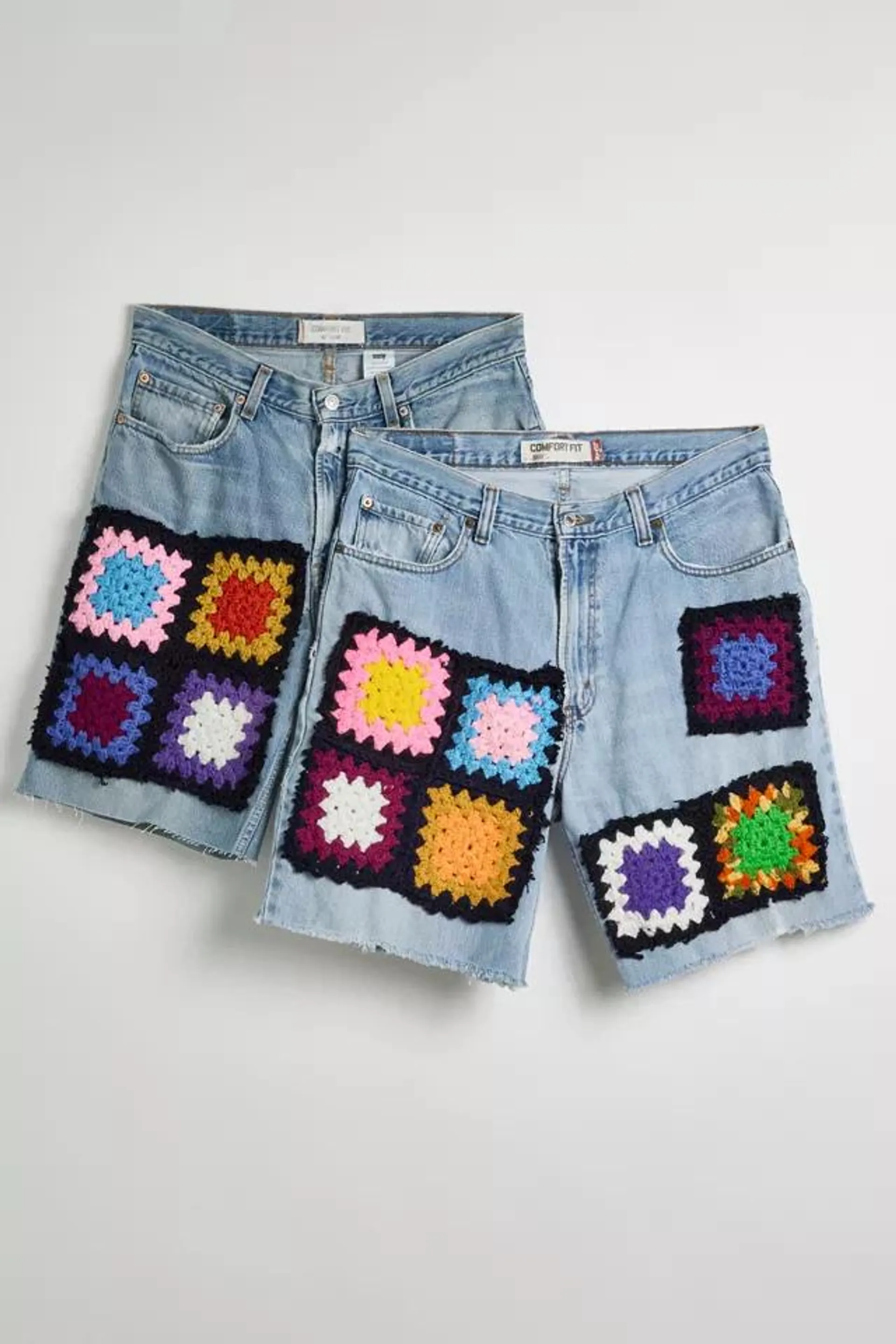 Urban Renewal Remade Levi's® Granny Square Patch Denim Short