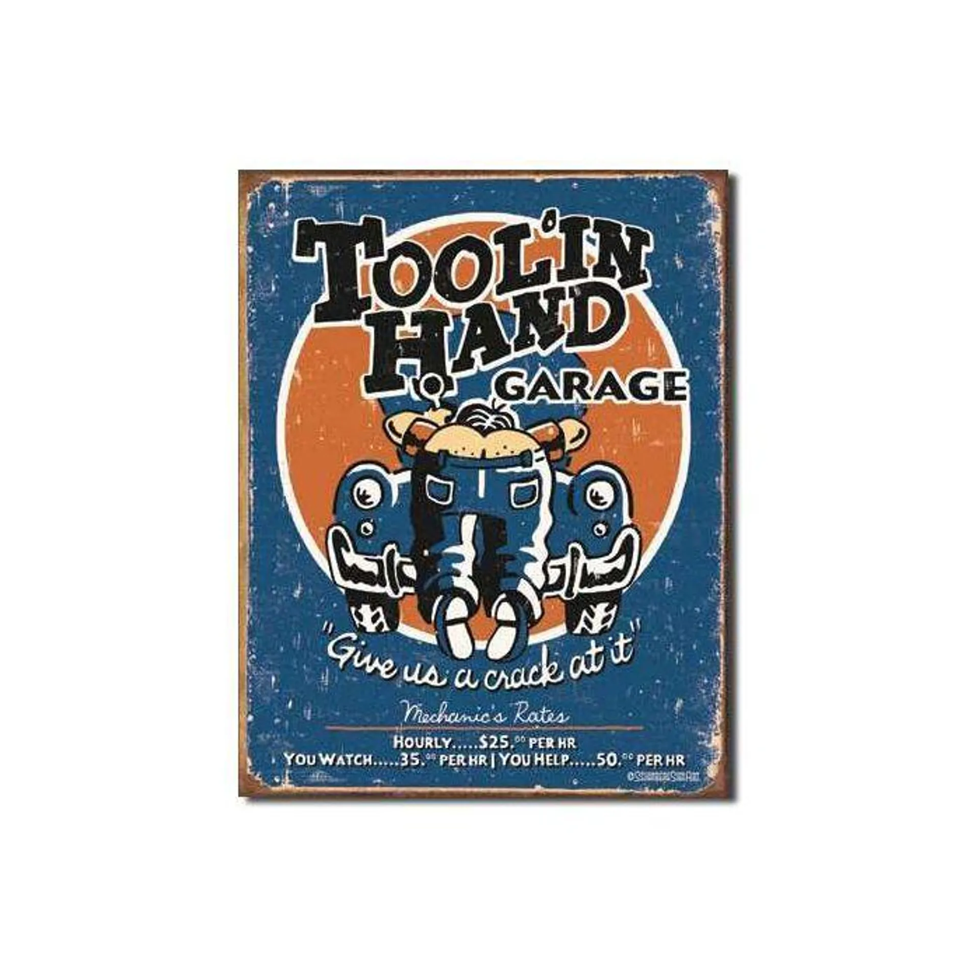 Tool In Hand Garage Tin Sign