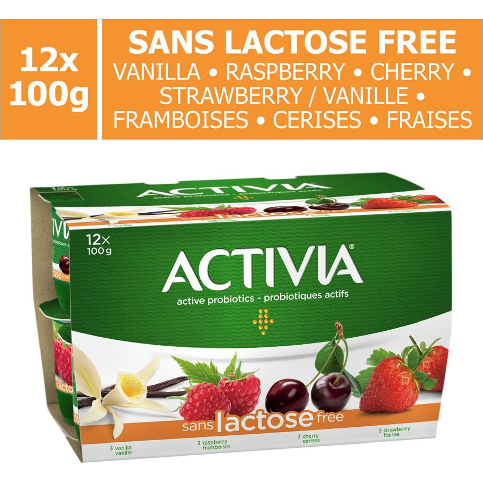 Yogurt With Probiotics Lactose Free, Vanilla, Strawberry, Raspberry, Cherry Flavour