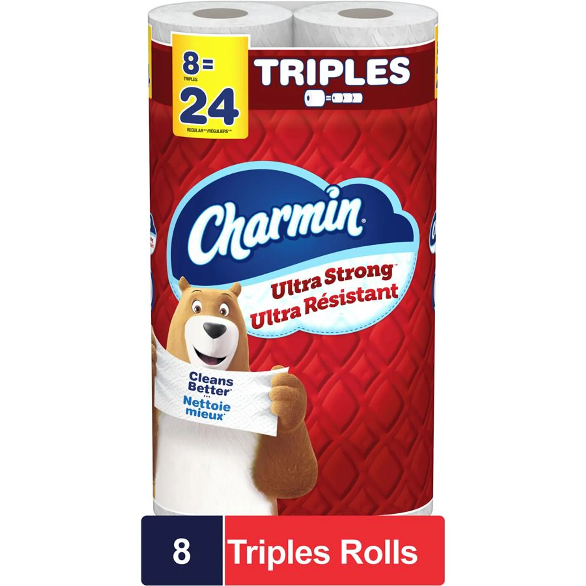 Ultra Strong Toilet Paper, 8 Equal 24 Rolls, 165 Bathroom Tissues per roll