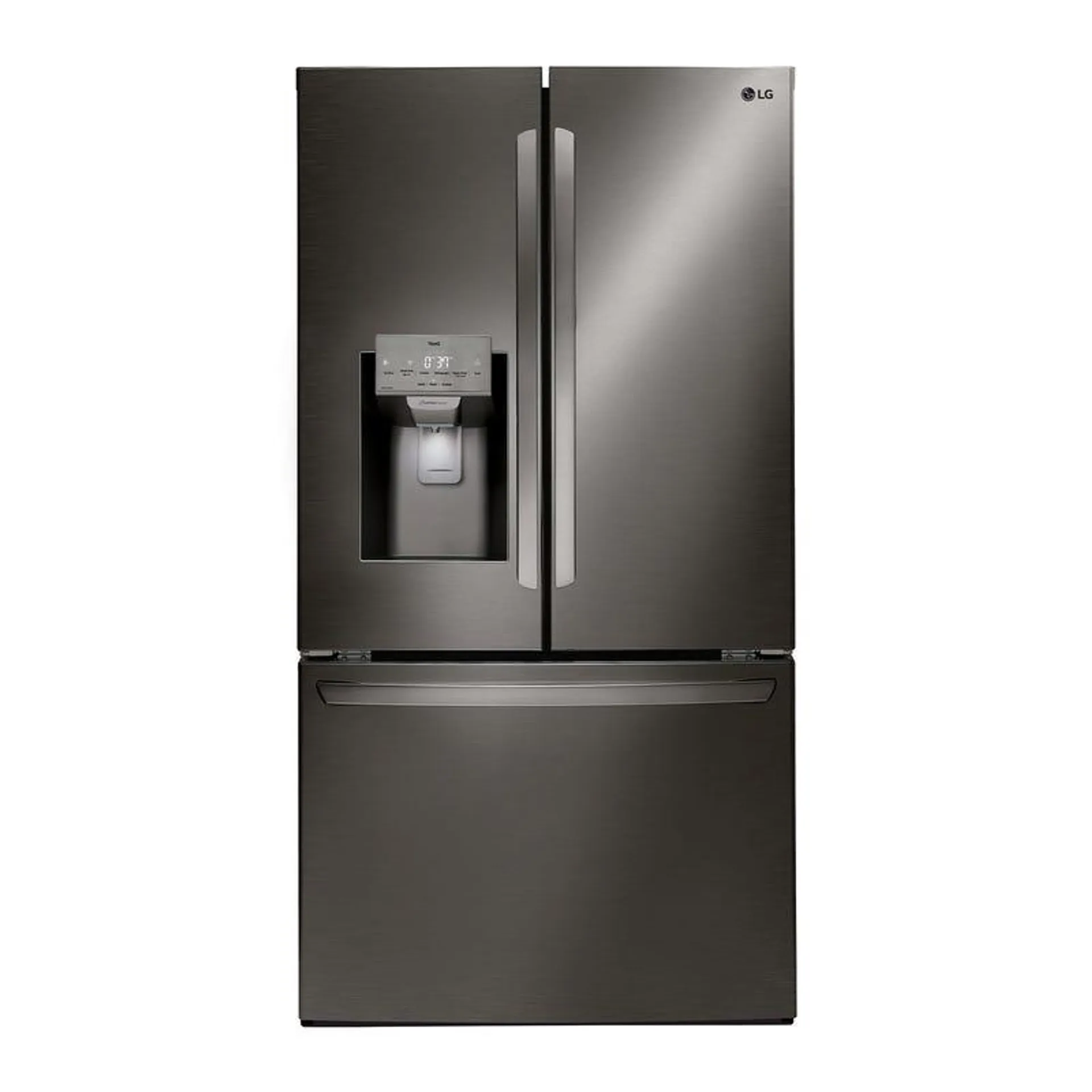 LG Réfrigérateur 28 pi3 36 po Inox Noir Congélateur en bas, Portes françaises - LRFS28XBD