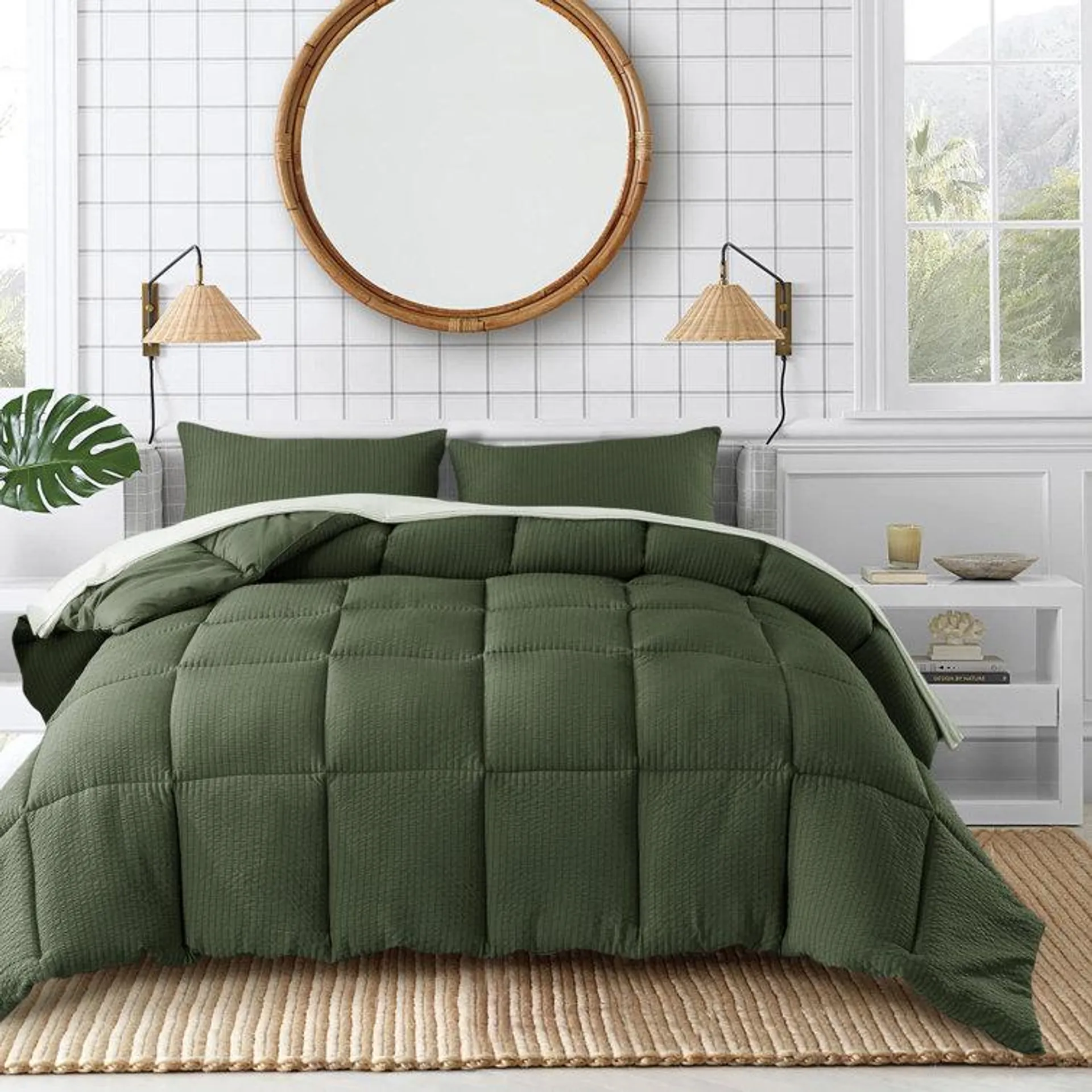 Winter Warmth Down Alternative Comforter Set-Soft Microfiber Seersucker Bedding Set Textured