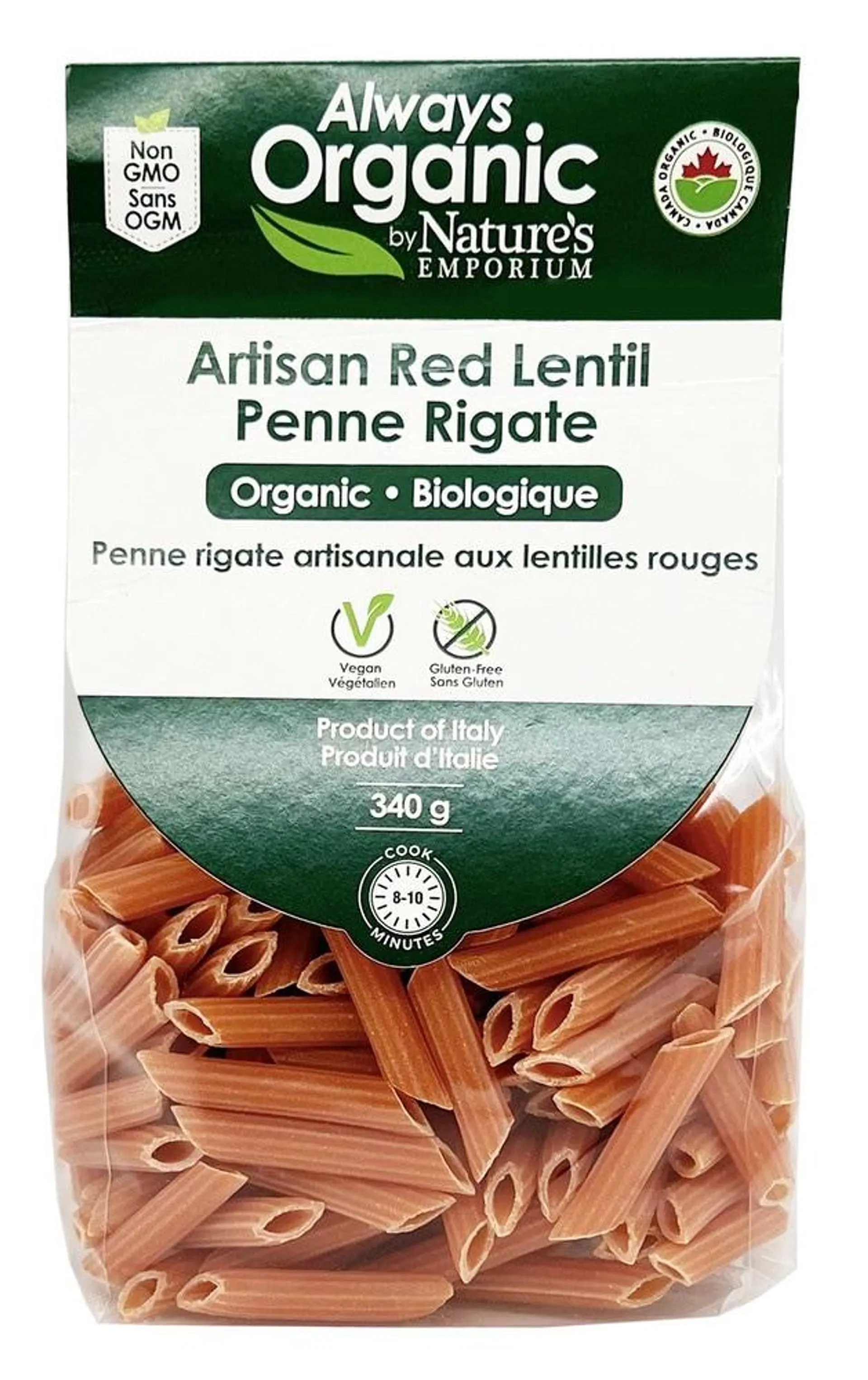 Always Organic Red Lentil Penne Rigate GF Org 340g