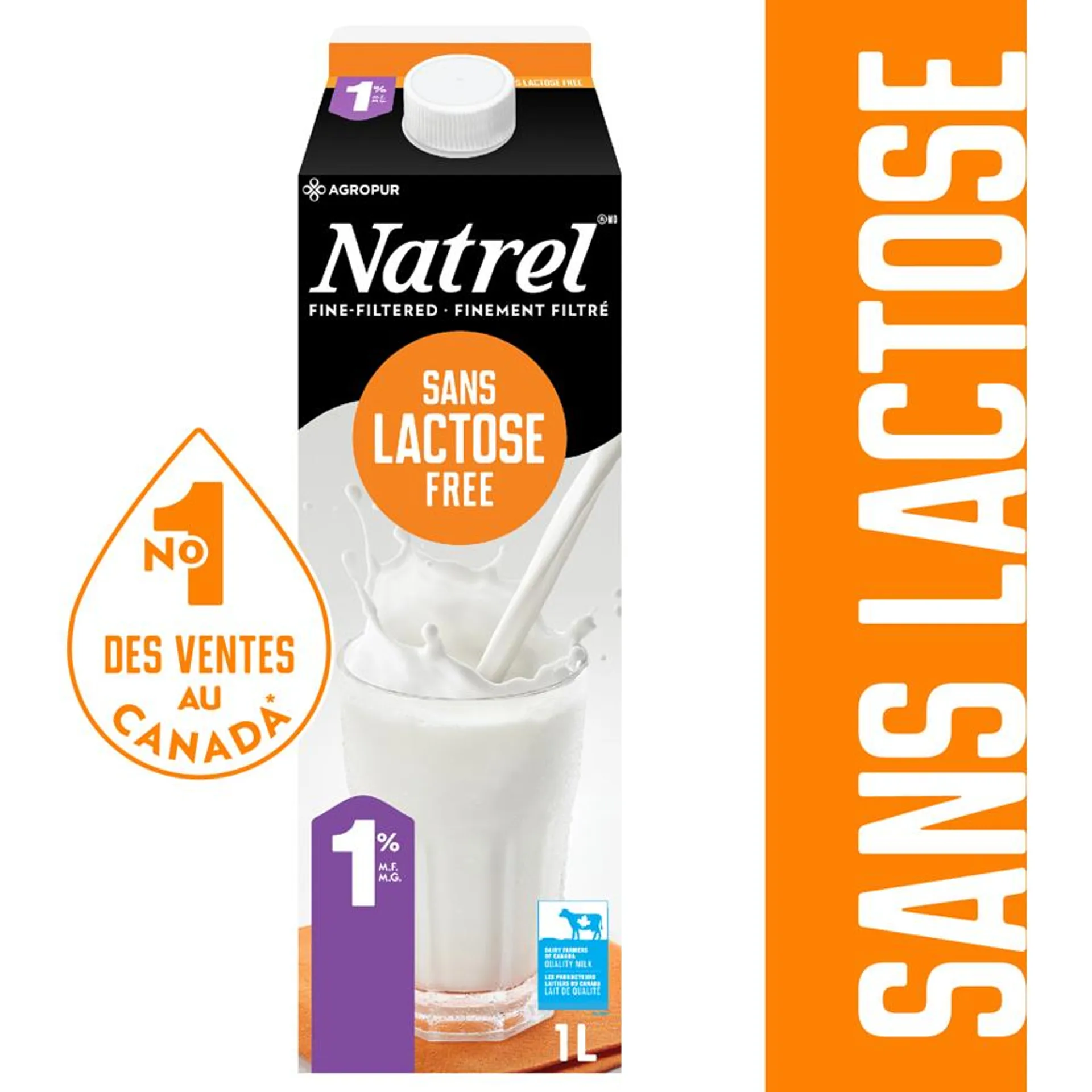 Produit laitier sans lactose 1% (1L)