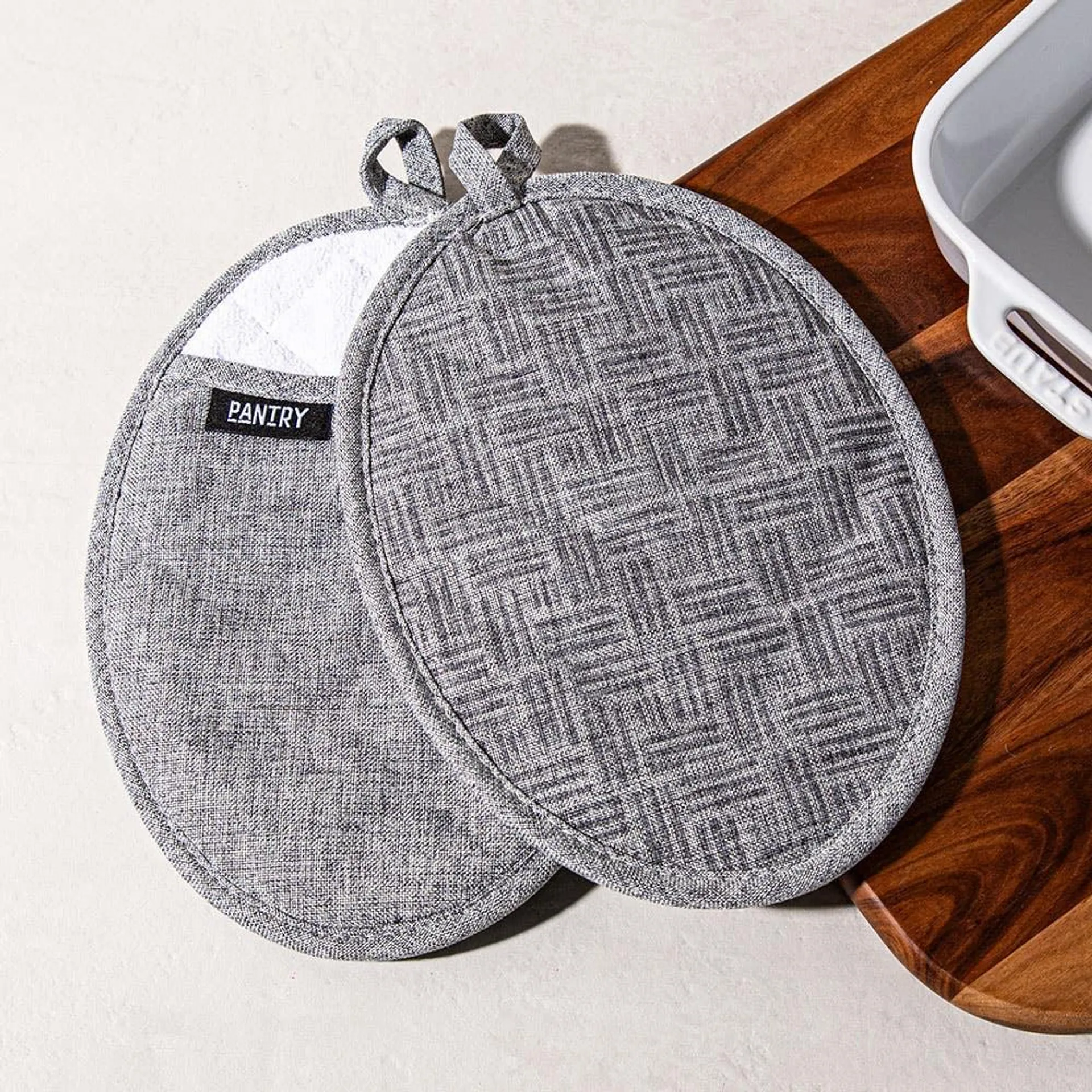 Harman Pantry Chambray Cotton Pot Holder - Set of 2 (Grey)