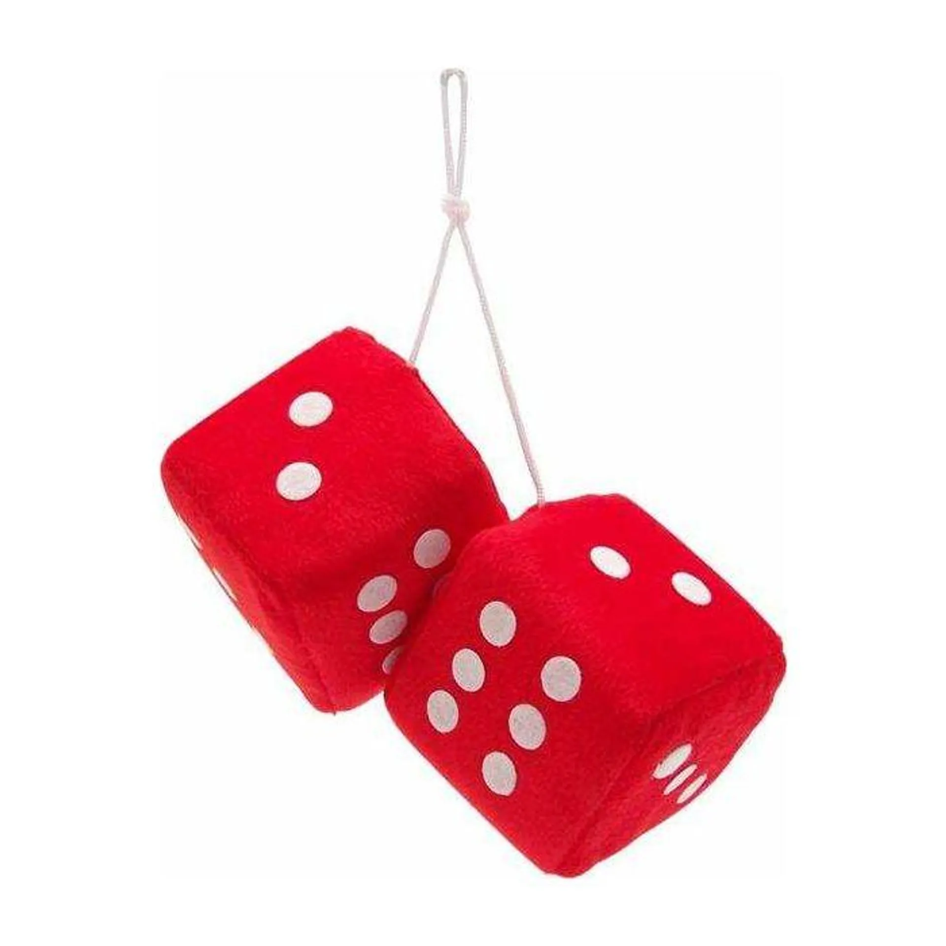 AutoLoc Red Fuzzy Dice with White Dots