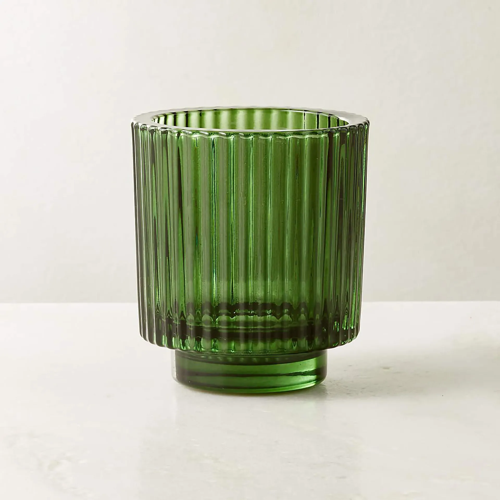 Ezra Green Glass Tealight Candle Holder