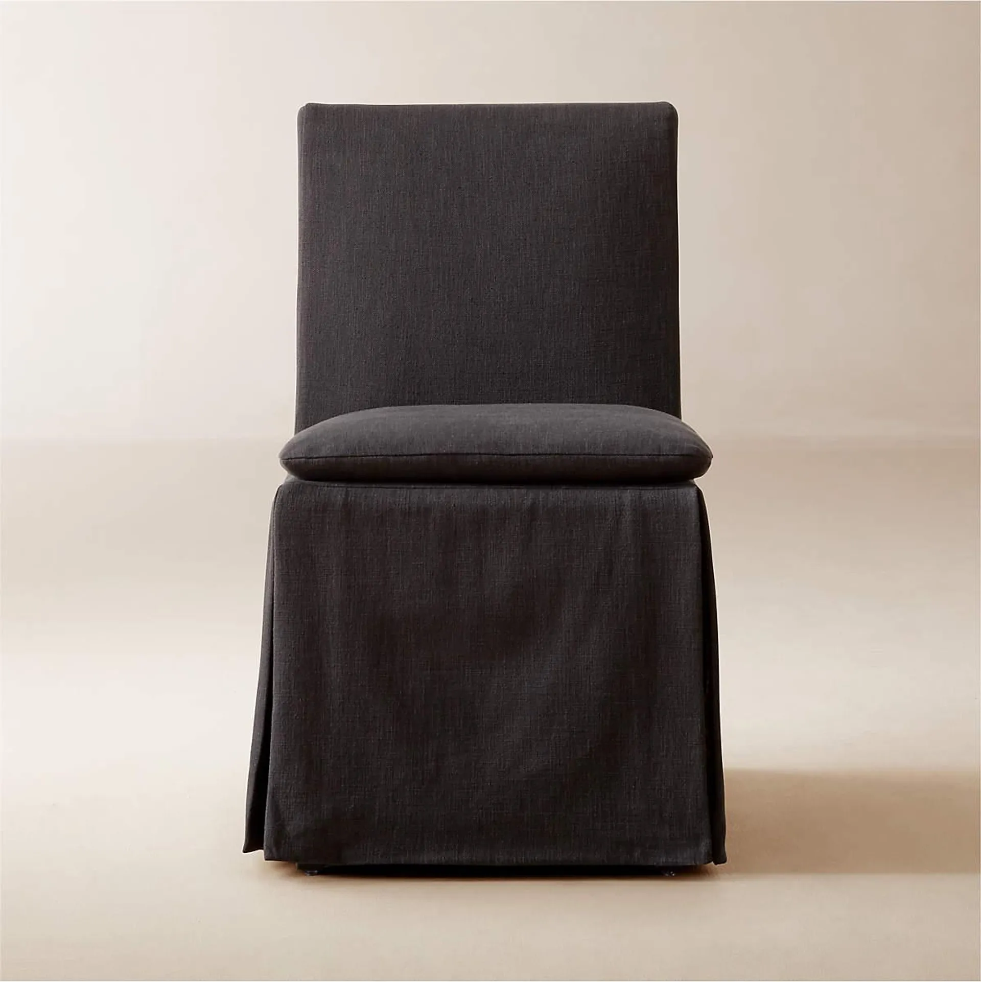 Reyes Charcoal Black Slipcovered Performance Linen Dining Chair