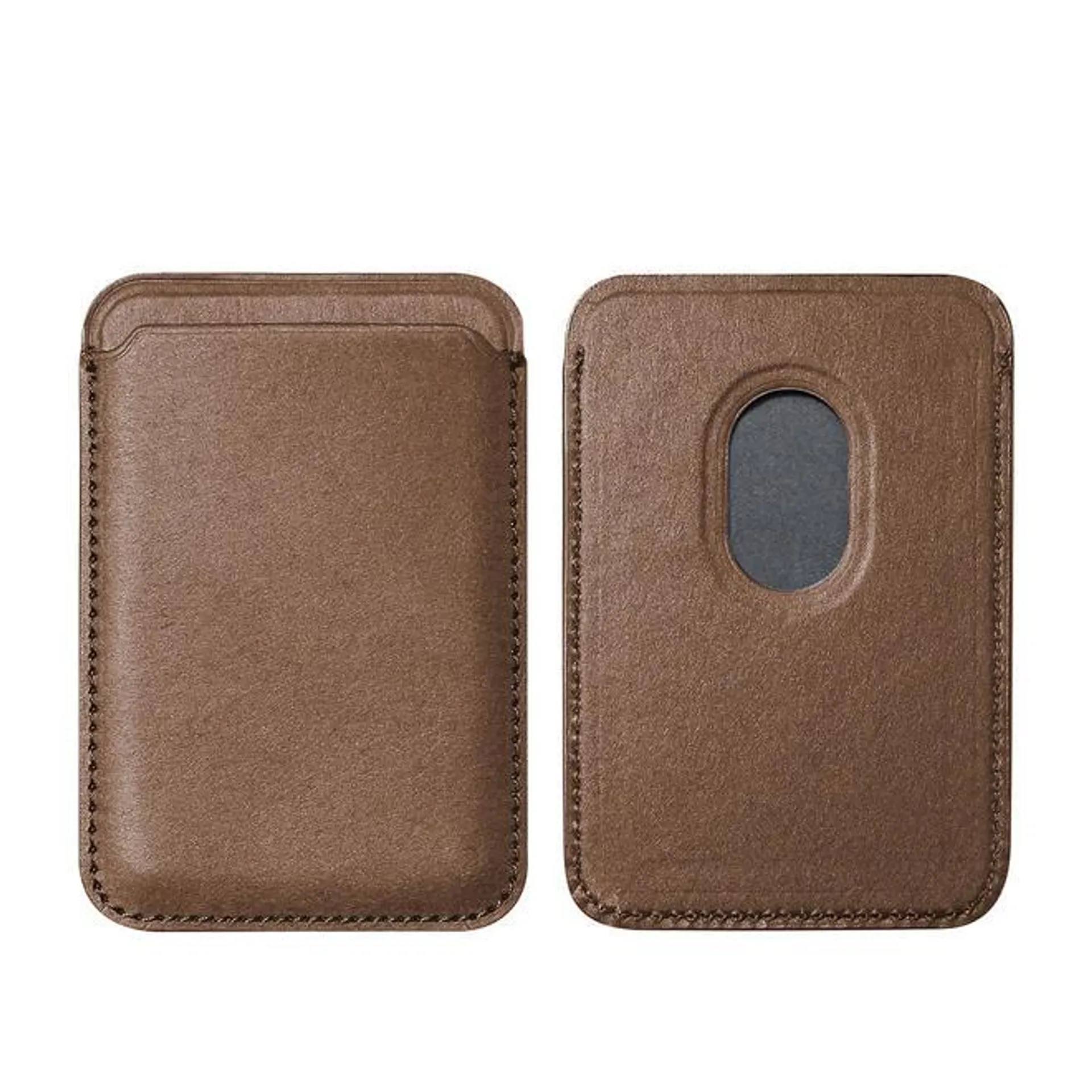 Magnetic Biodegradable Leather Wallet RFID Card Holder for iPhone 12, brown - PrimeCables®