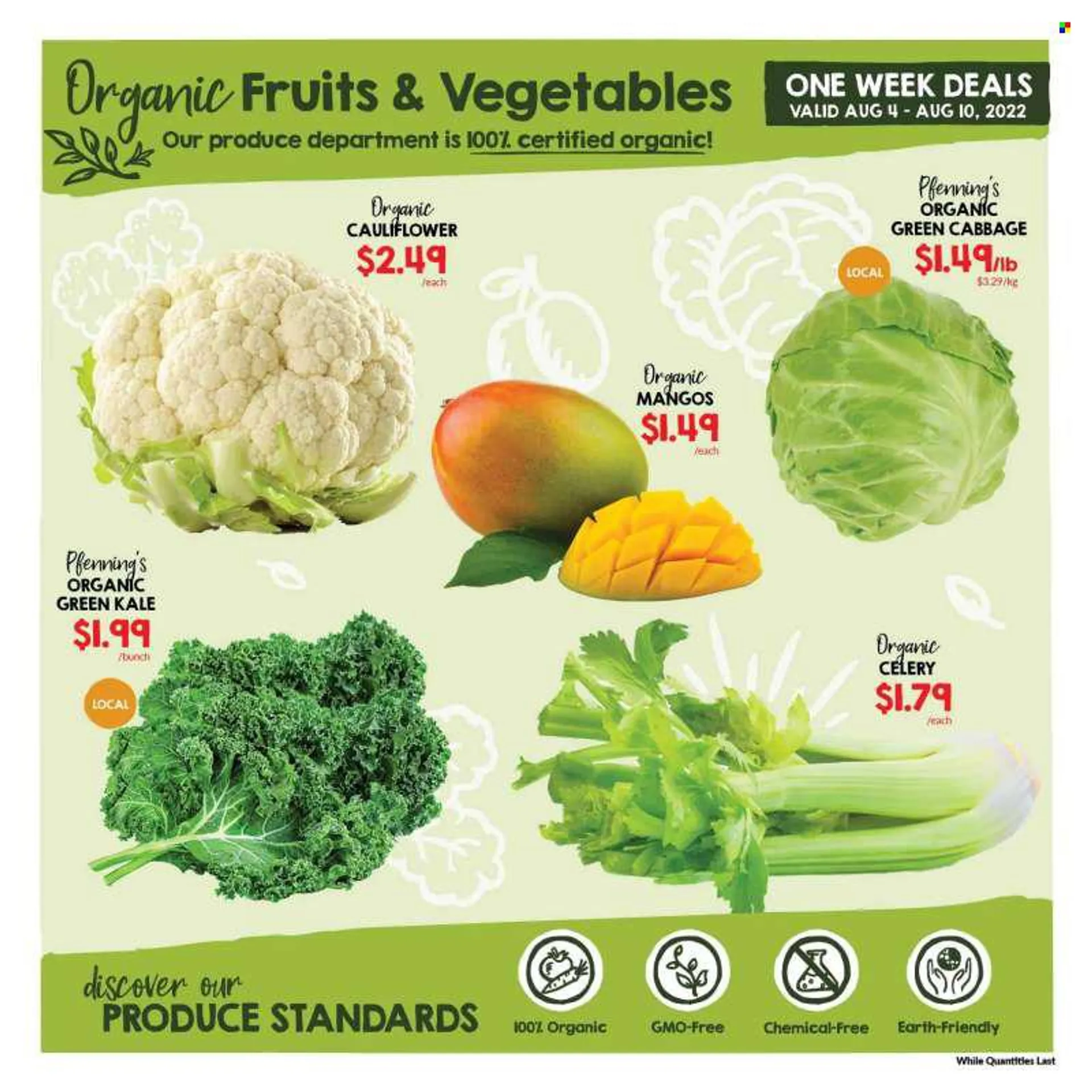 Goodness Me Flyer - August 04, 2022 - August 17, 2022 - Sales products - cabbage, cauliflower, celery, kale. Page 4.