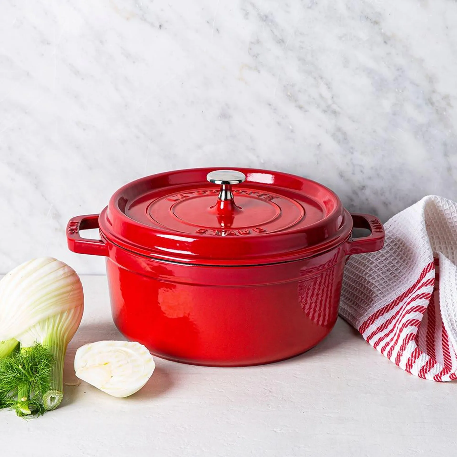 Staub en France 3.8L Cast Iron Round Cocotte (Cherry)