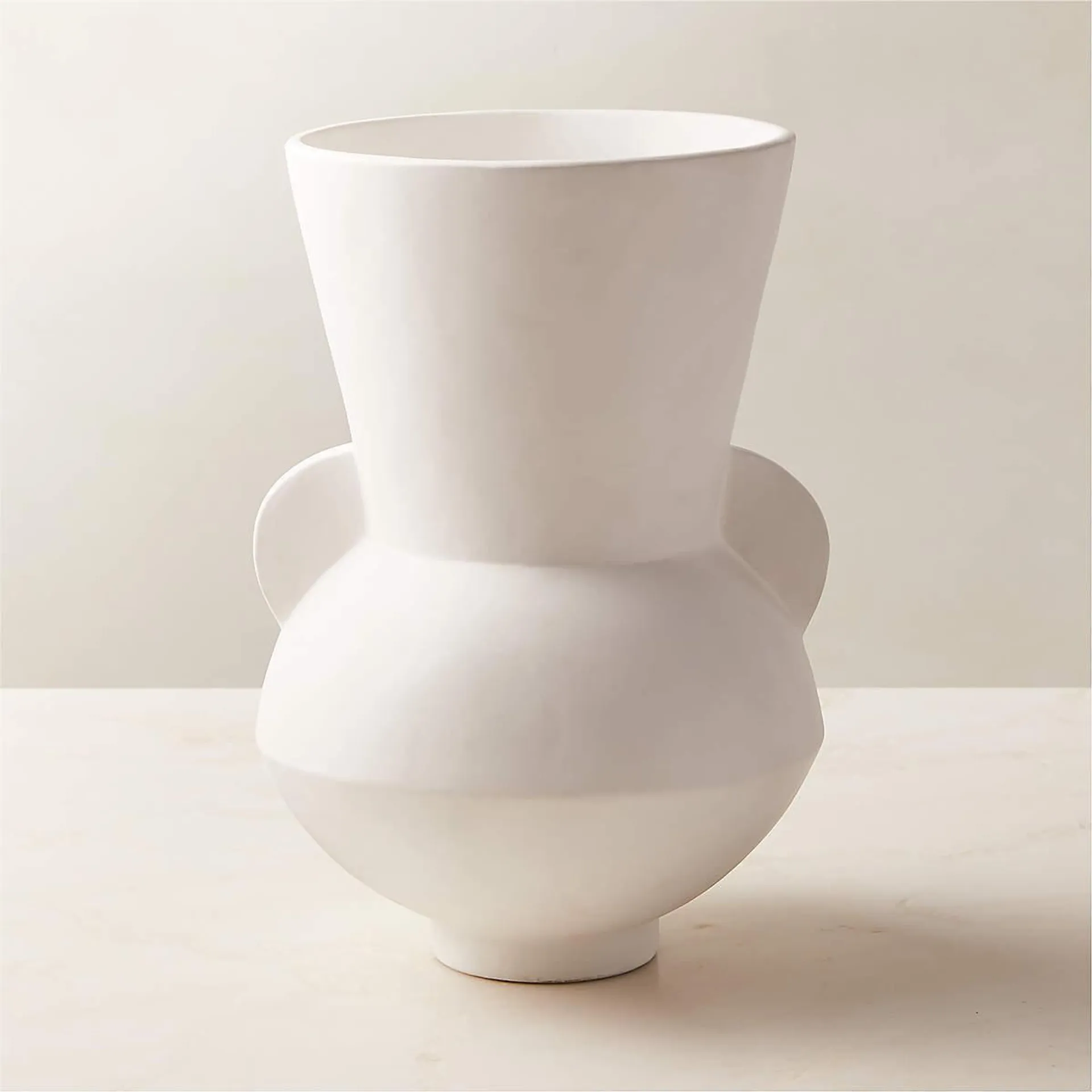 Hydra White Terracotta Vase