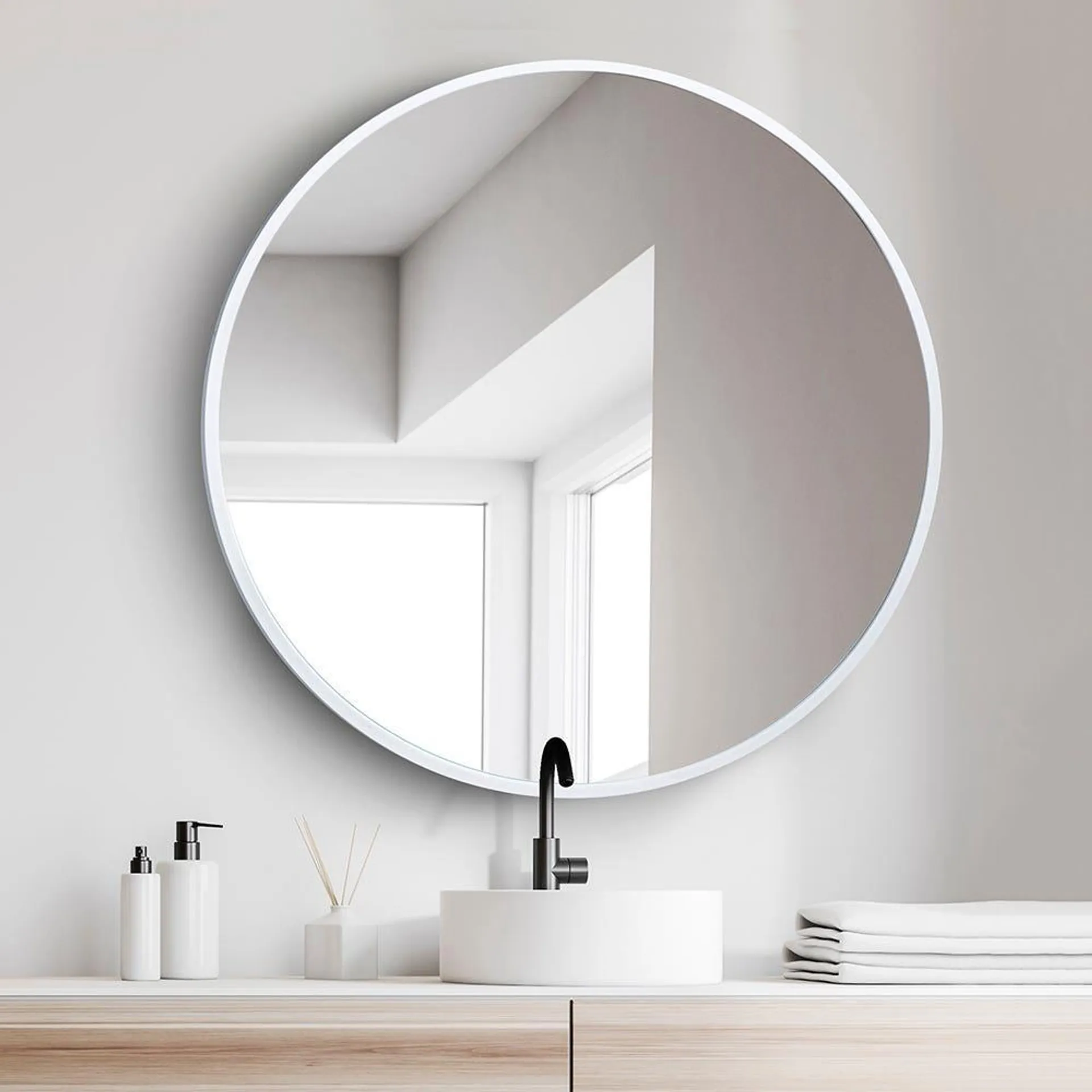 Umbra Hub 'Round' Wall Mirror 37" dia. (White)