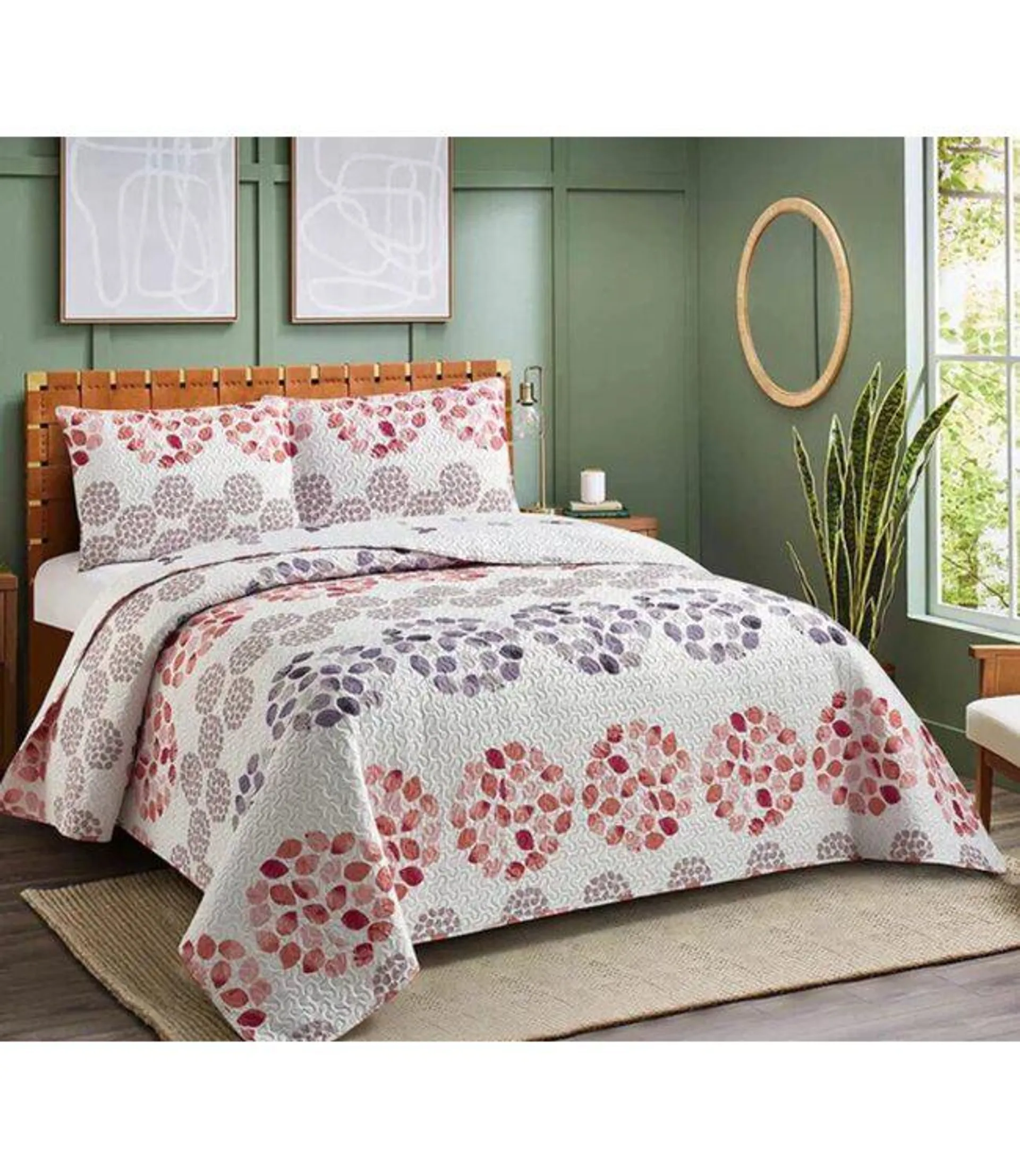 LAUREN TAYLOR ALLEGRA QUILT SET MAUVE