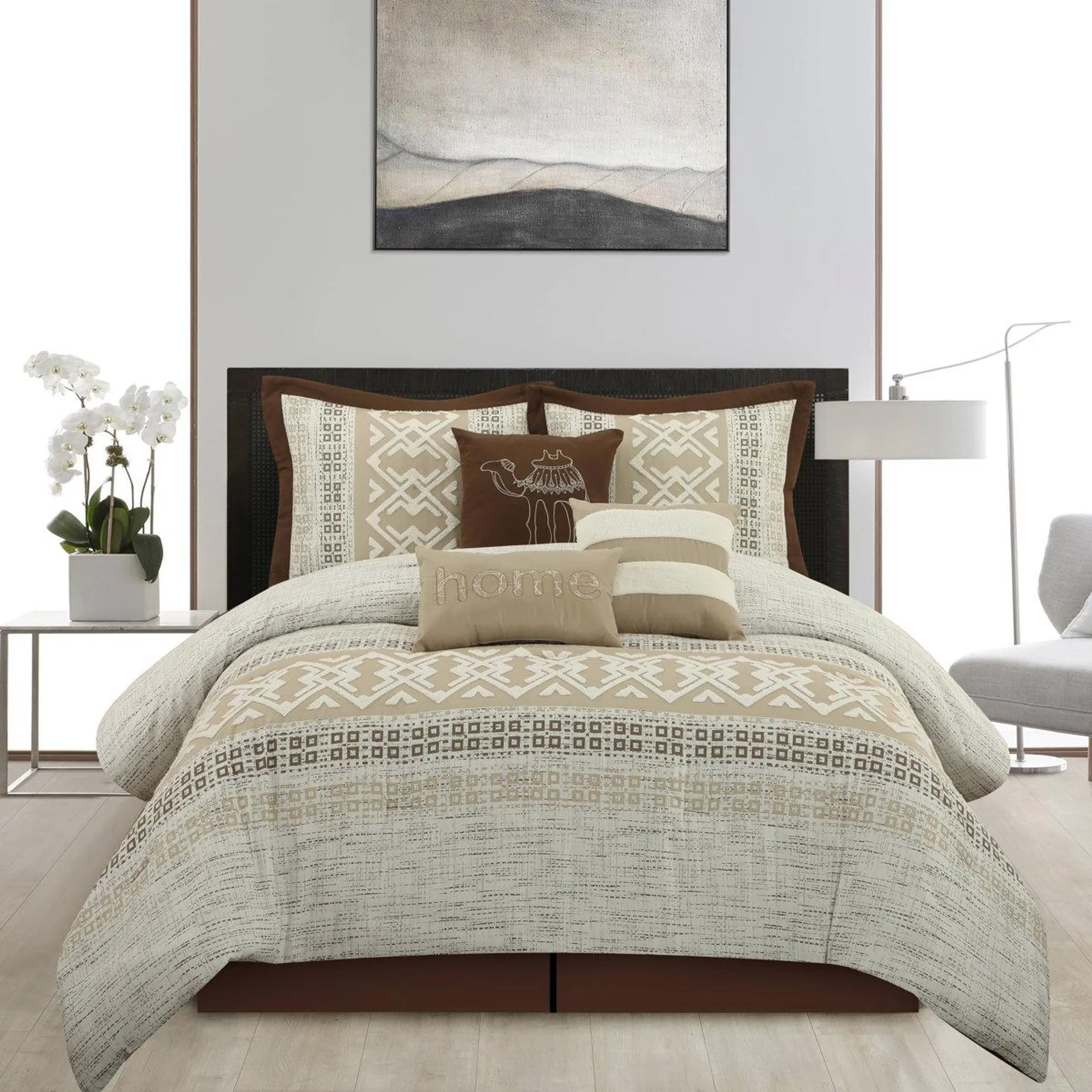 Taupe Microfiber 7 Piece Comforter Set