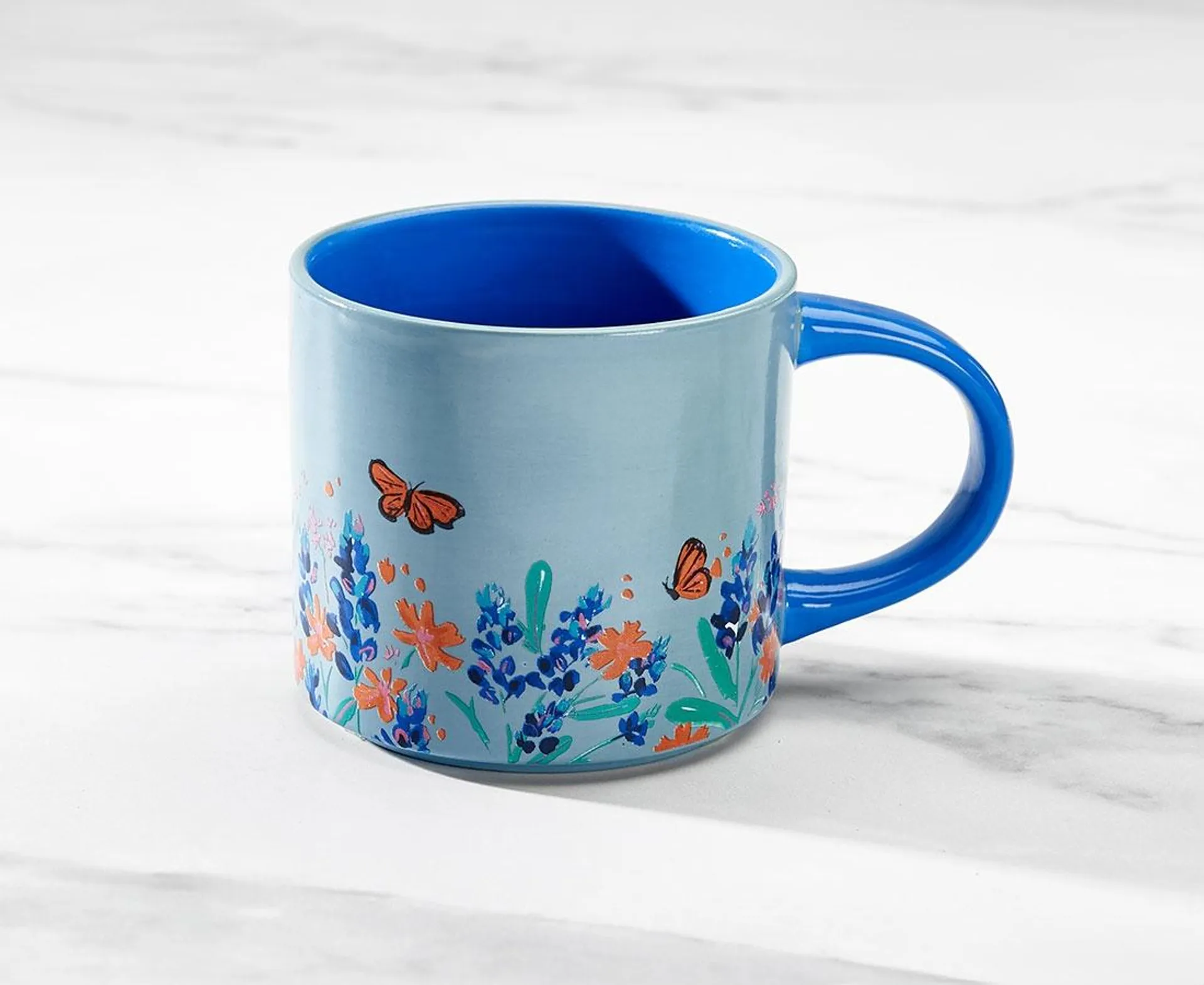 Flores Coffee Mug, Blue, 16 oz