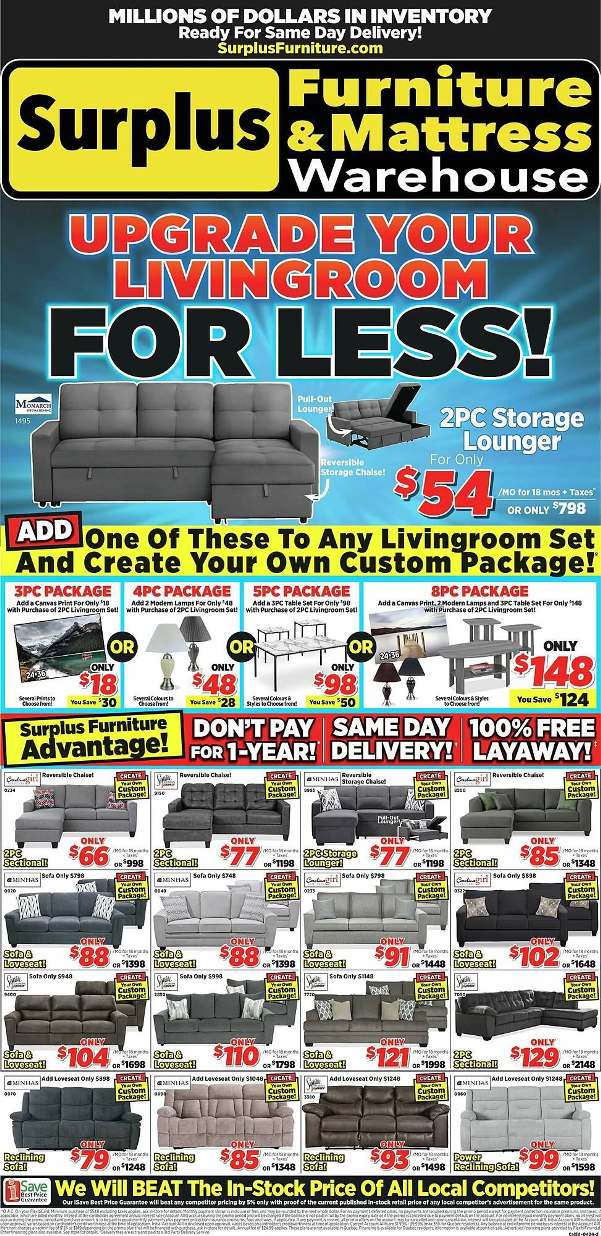 Surplus Furniture flyer from April 8 to April 29 2024 - flyer page 1