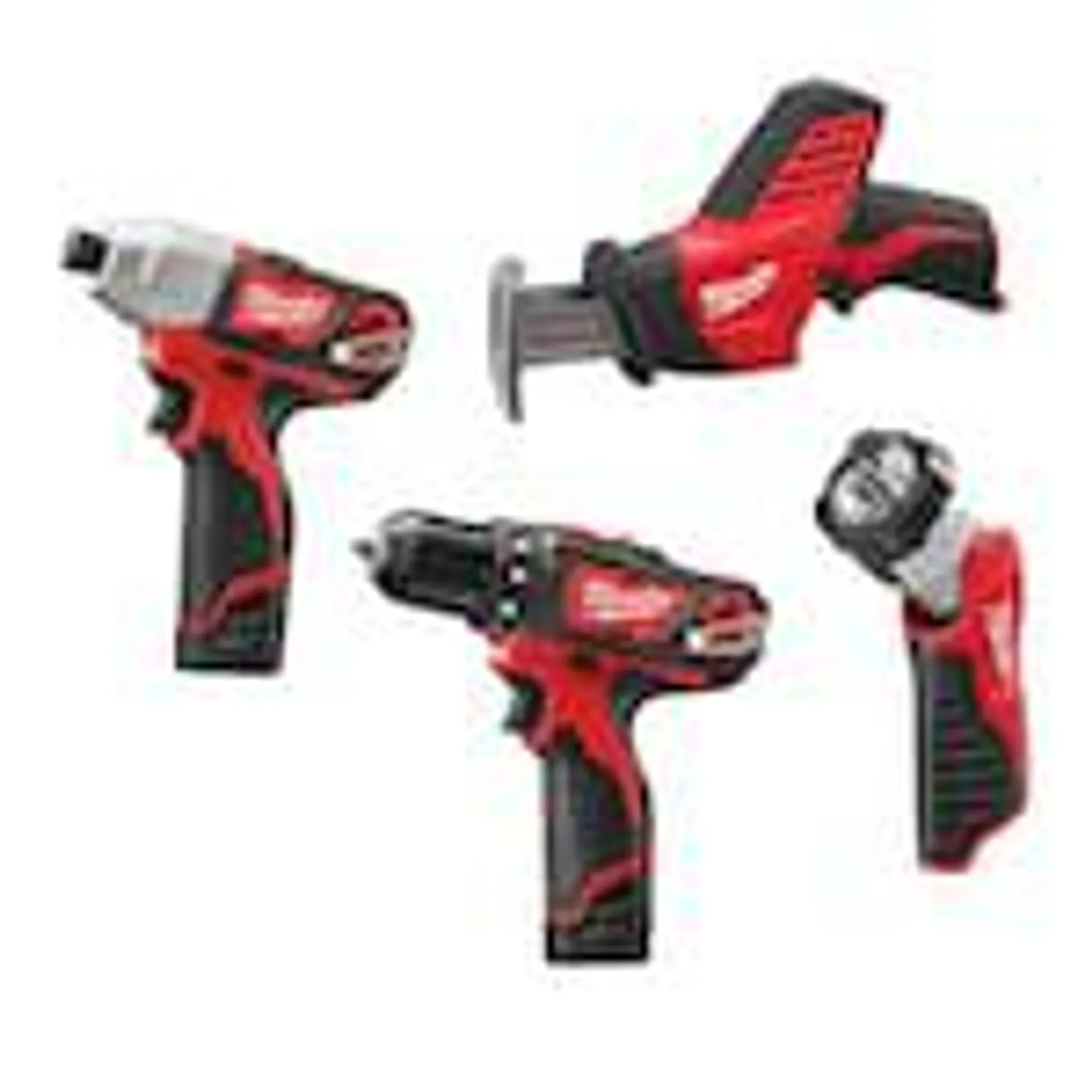 M12 12V Lithium-Ion Cordless 4-Tool Combo Tool Kit with (2) 1.5 Ah Batteries