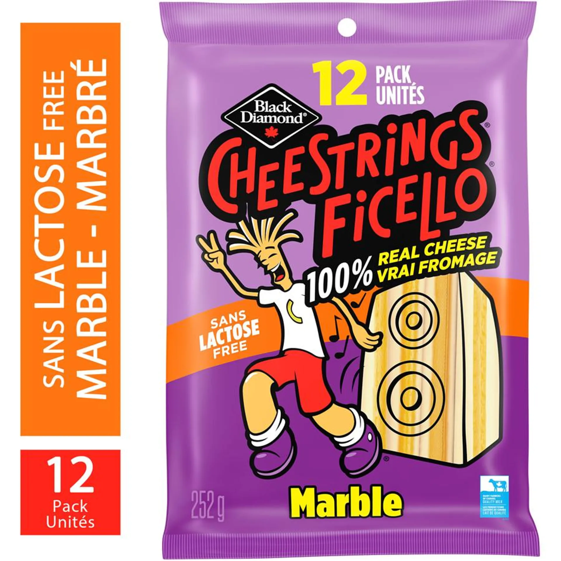 Cheestrings Ficello Marble Lactose-Free Cheese, 12 Units