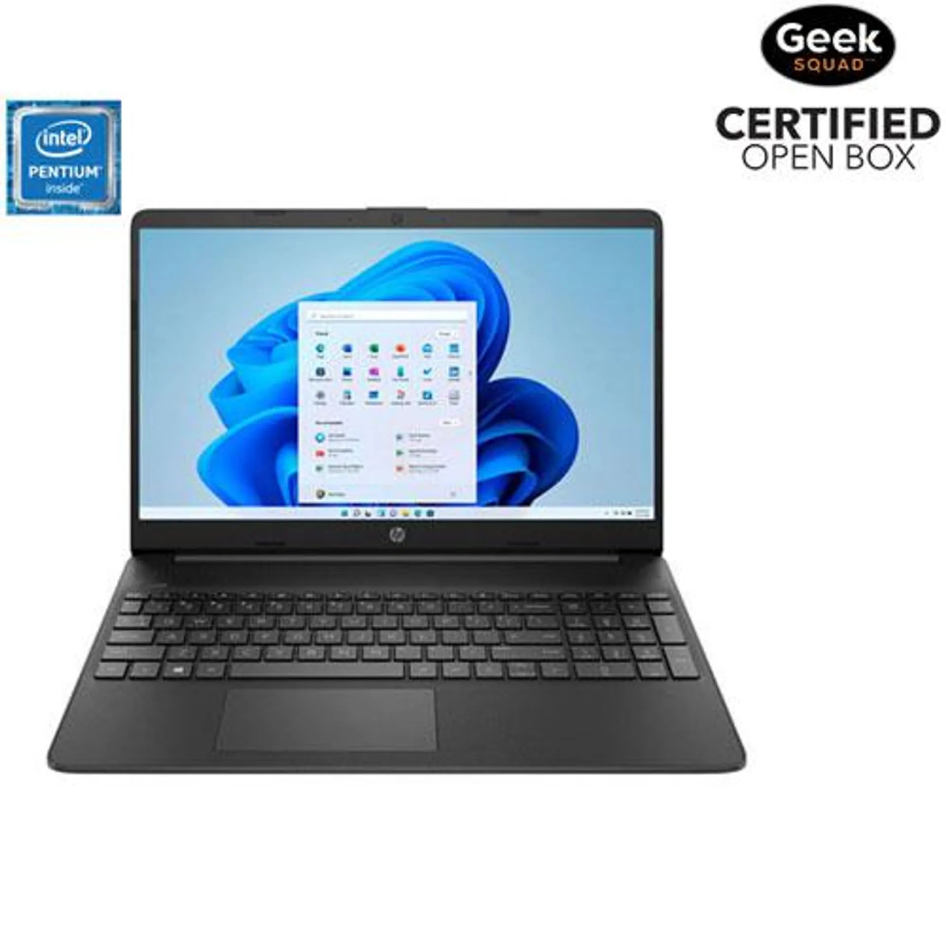 HP 15.6" Laptop - Jet Black (Intel Pentium Silver N6000/512GB SSD/8GB RAM/Windows 11 Home) - Open Box