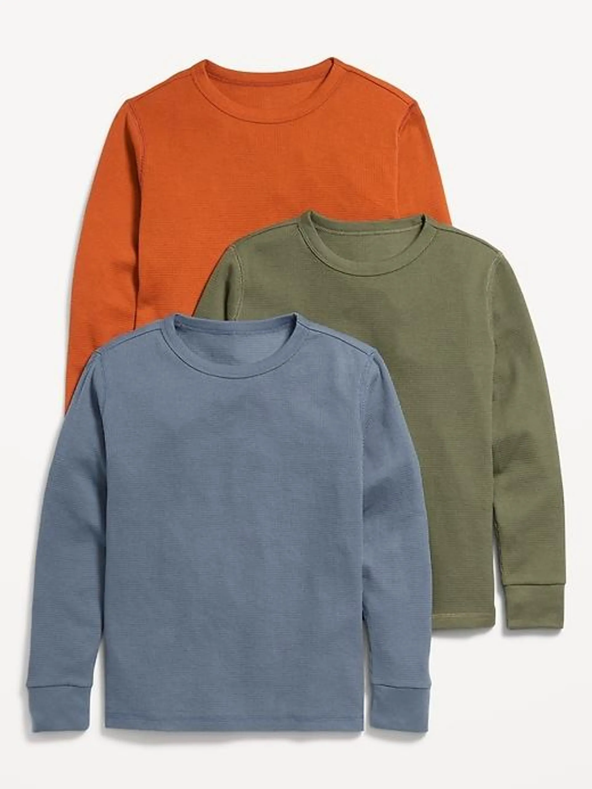 Long-Sleeve Thermal-Knit T-Shirt 3-Pack for Boys