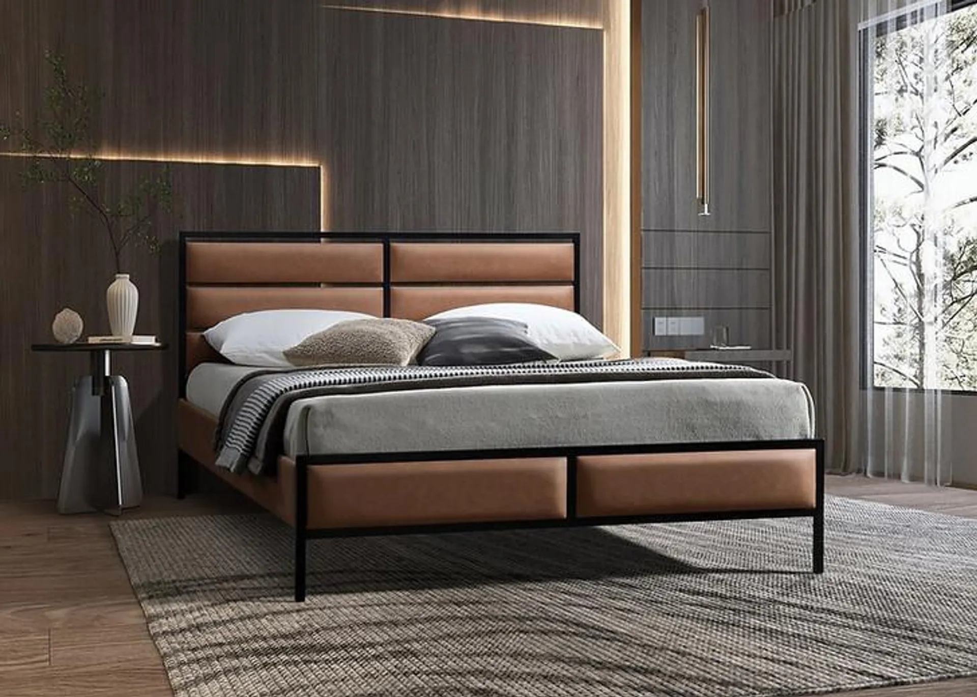 Vancouver Iron Upholstered Platform Bed