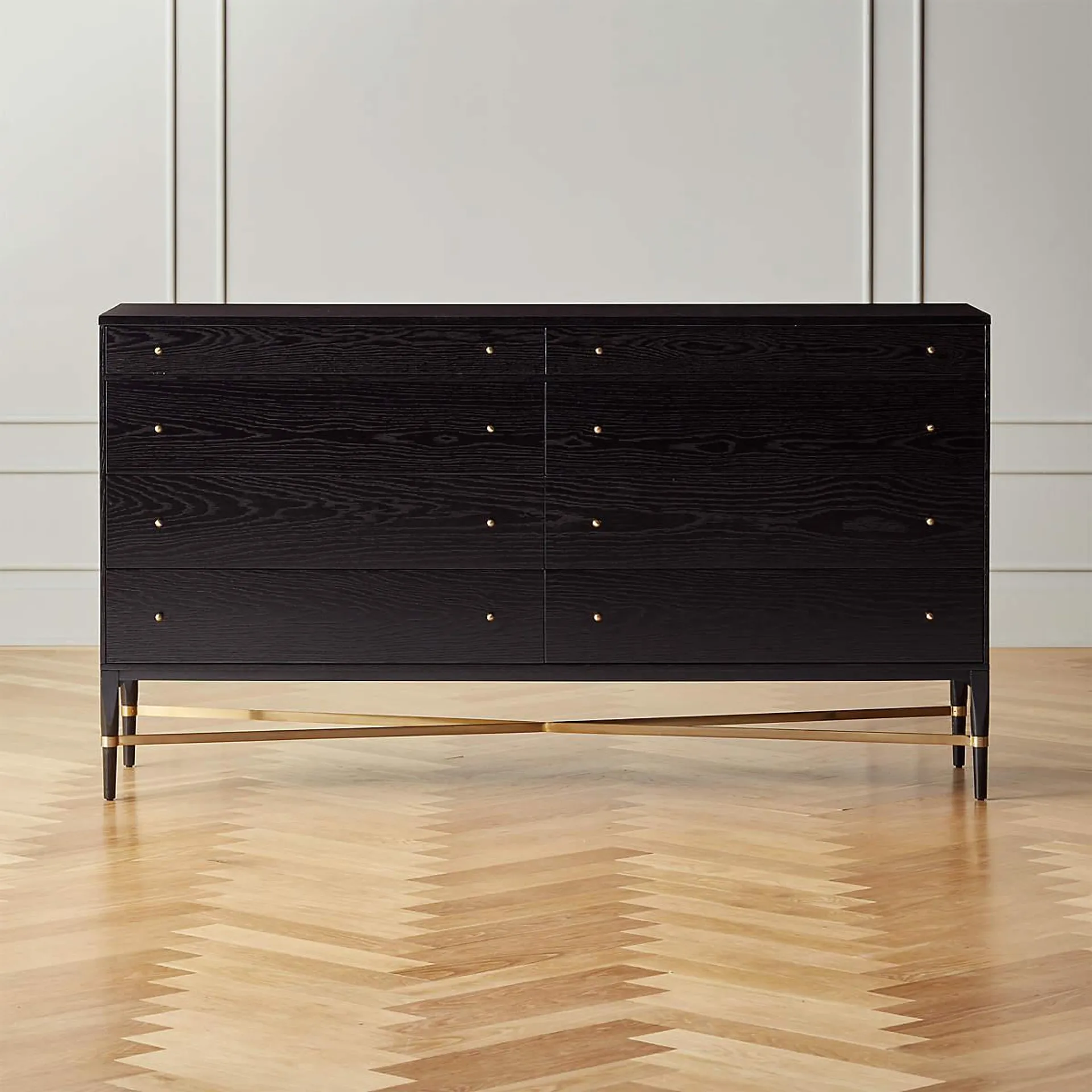 Connoisseur 8-Drawer Black Oak Wood Dresser Model 1006 by Paul McCobb