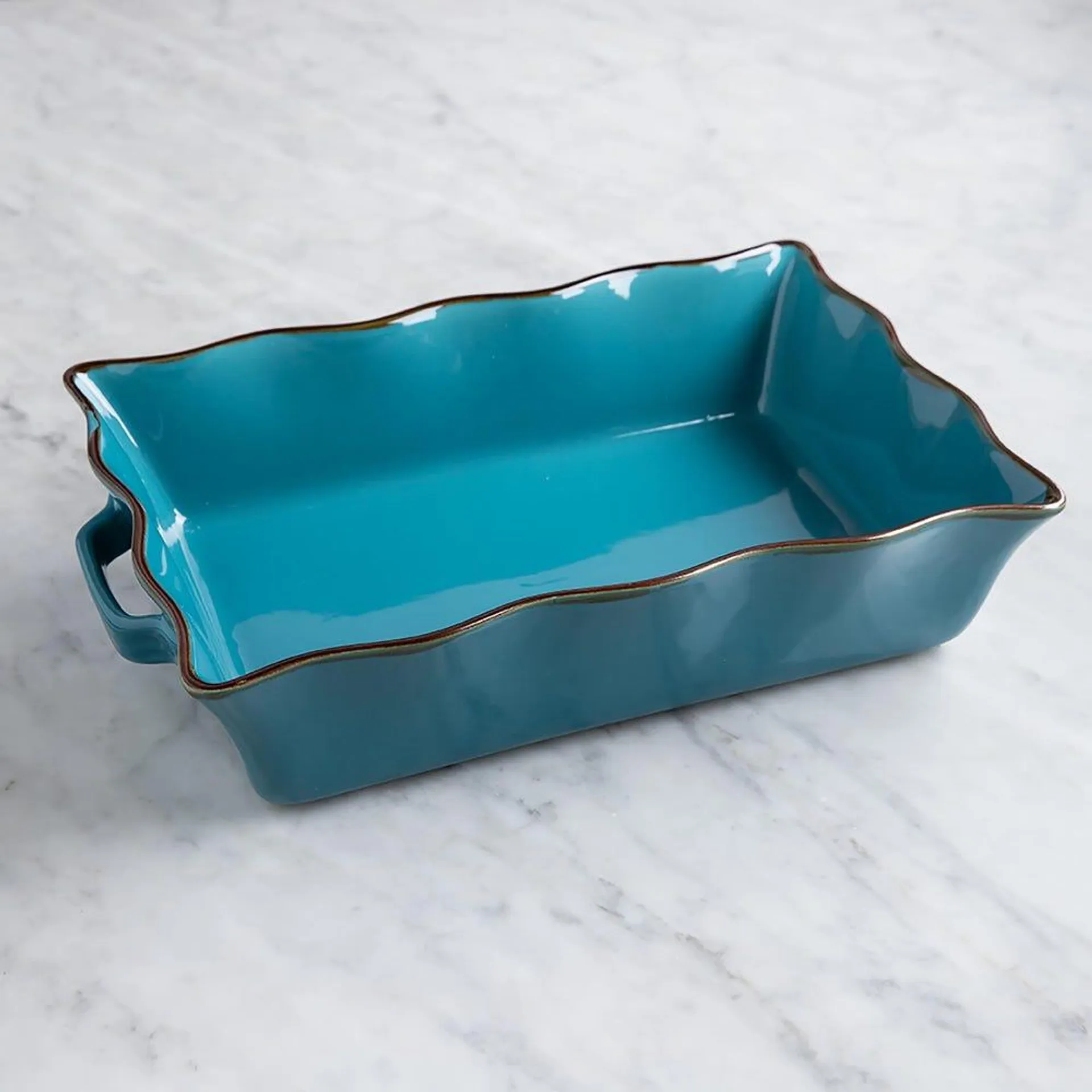 KSP Tuscana Large Rectangle Fluted Bakeware with Handle (Aqua)