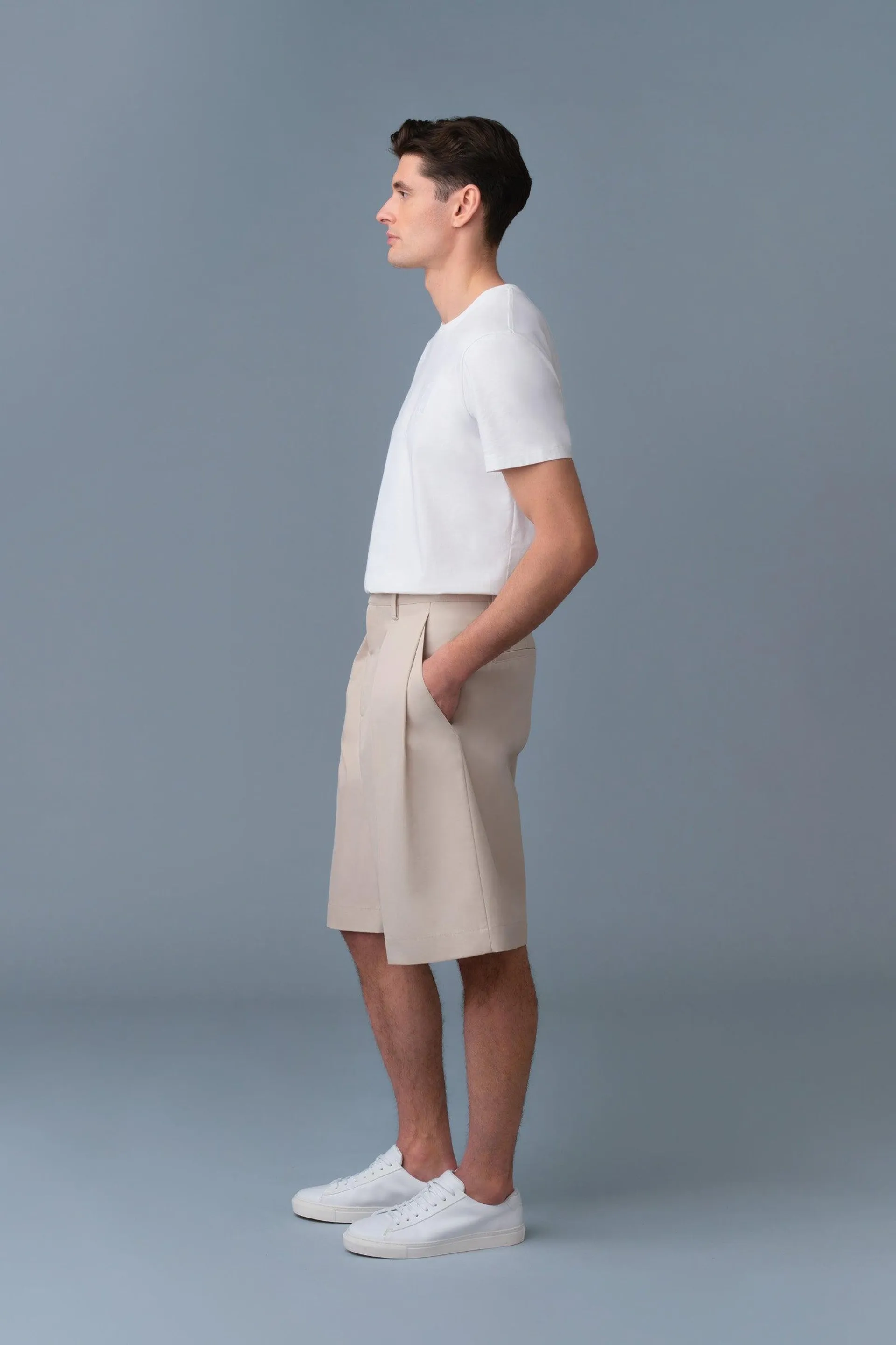 DELMAR Pleated Cotton-Blend Twilll Shorts