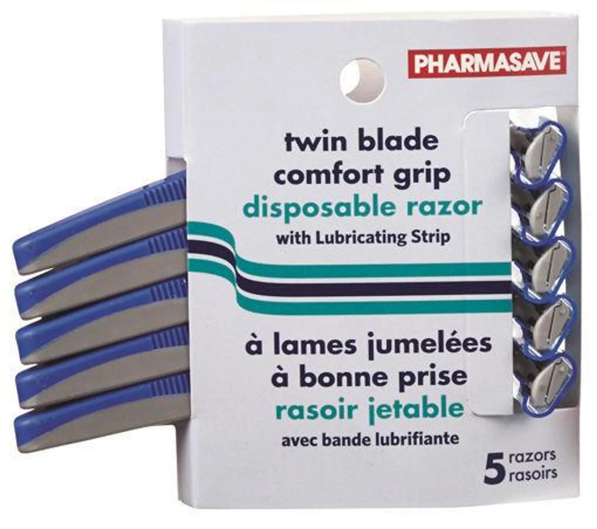 PHARMASAVE COMFORT GRIP RAZOR - DISPOSABLE - TWIN BLADE - MEN 5S