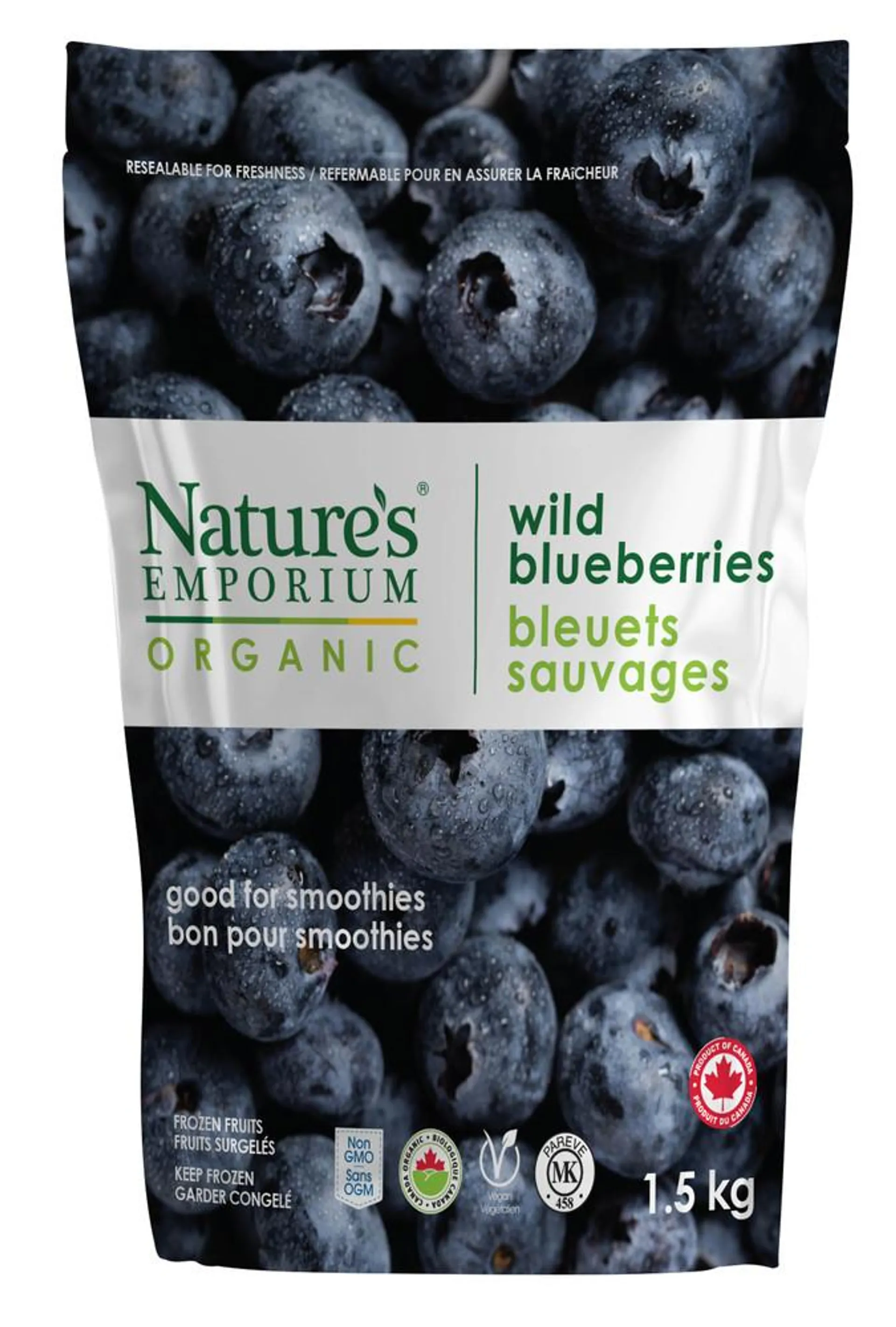 Natures Emporium Organic Wild Blueberries Frozen Org 1.5 kg