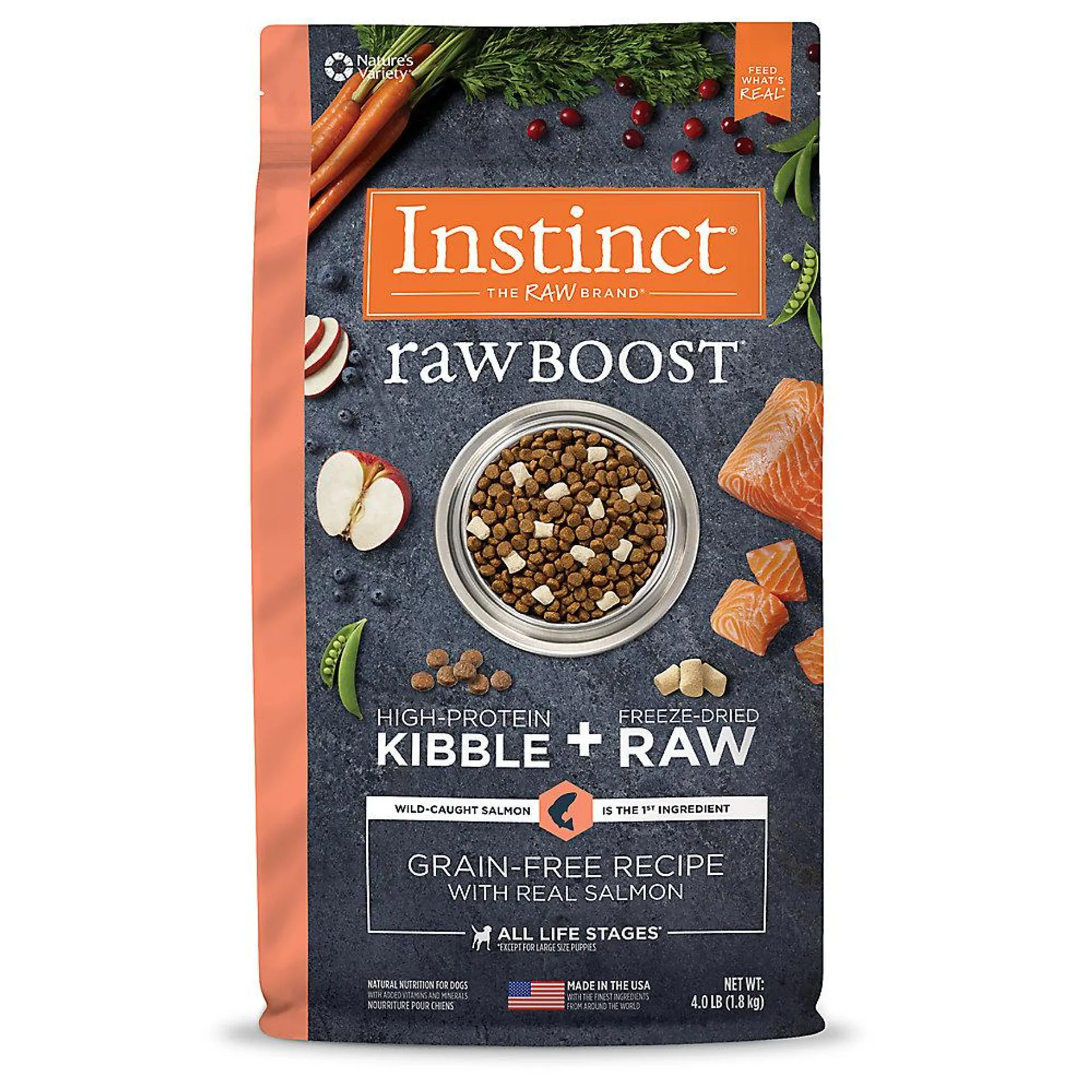 Instinct® Raw Boost Kibble + Freeze-Dried Raw All Life Stages Dry Dog Food - Raw, Grain Free, Salmon