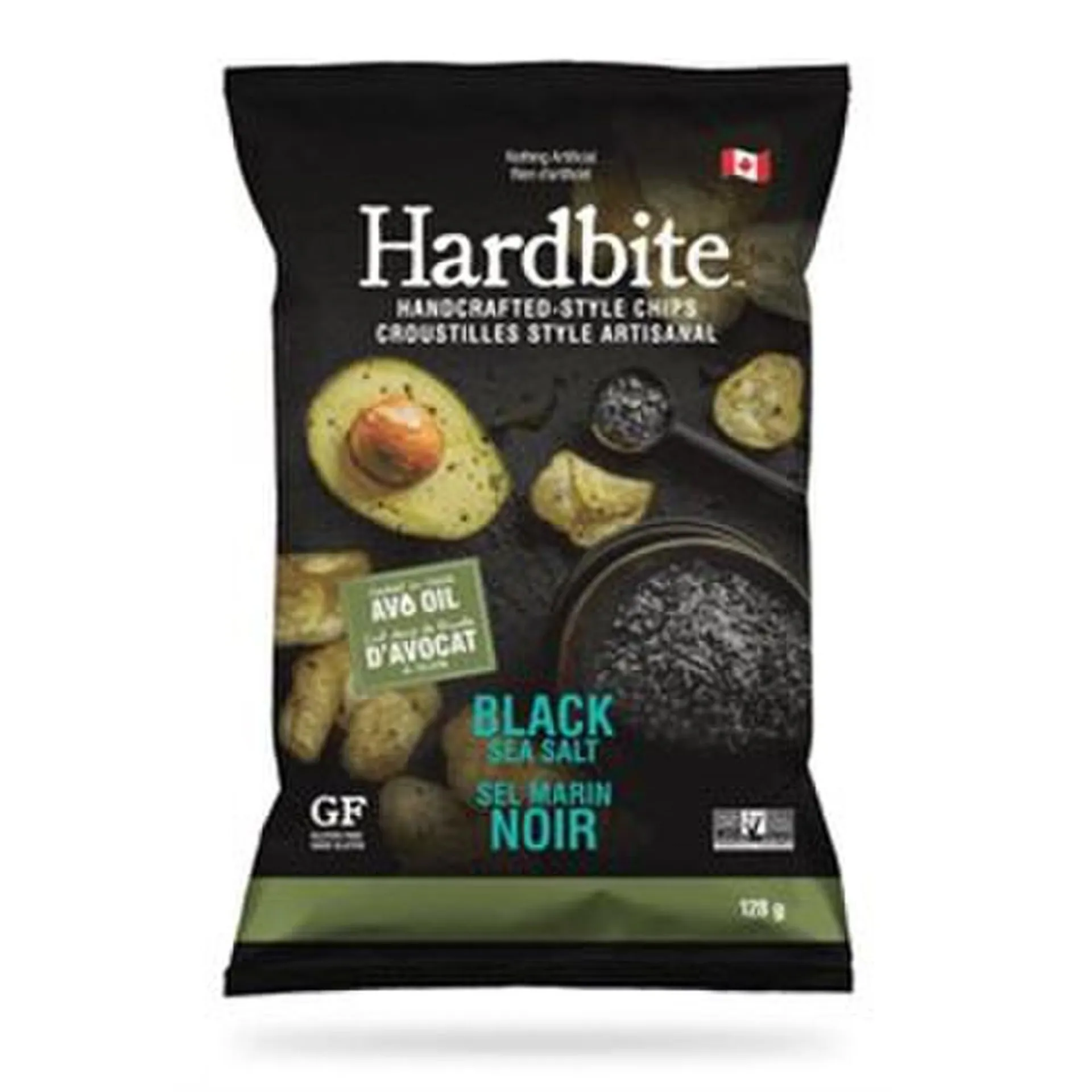 Hardbite Potato Chips Avocado Black Sea Salt 128