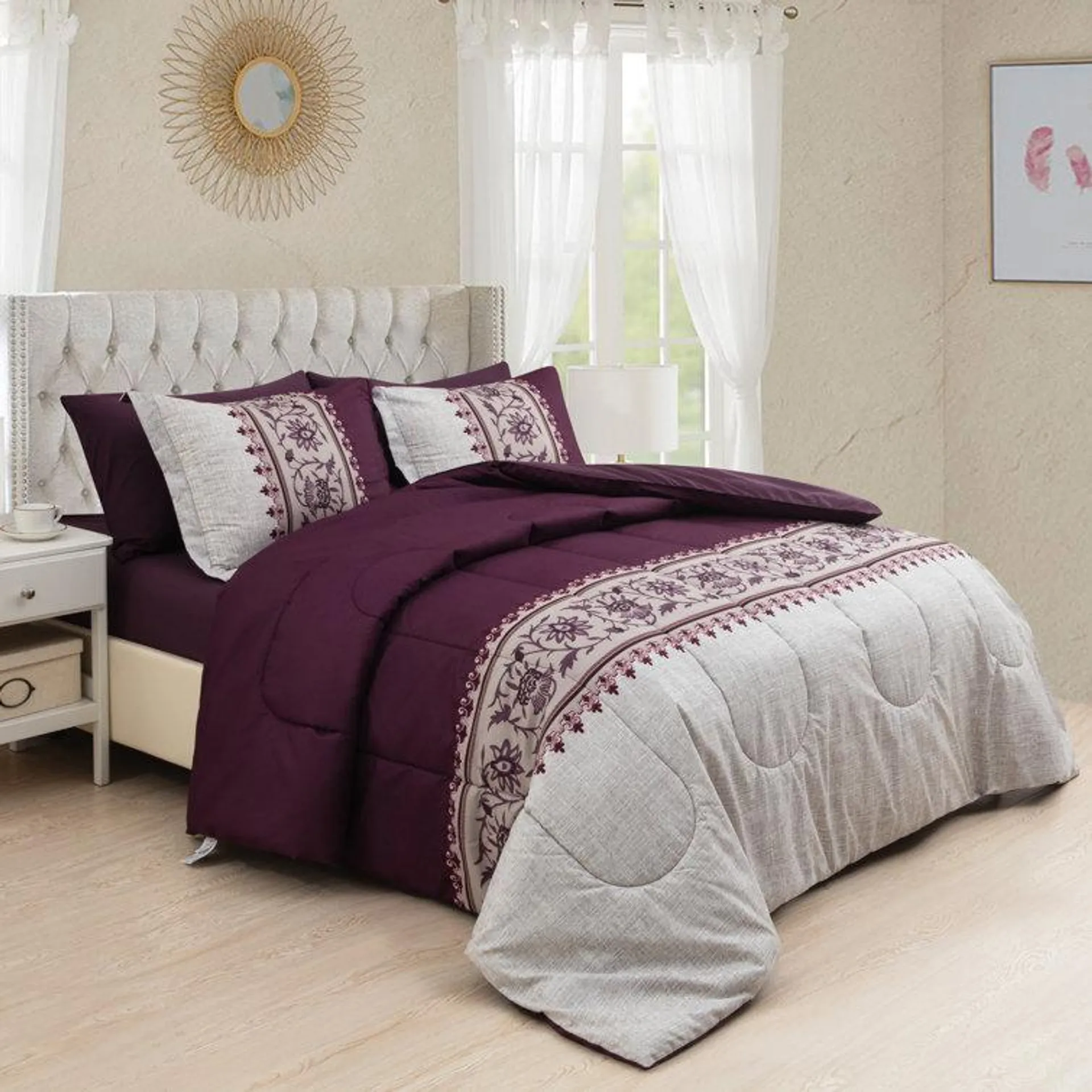 Purple/Brown Microfiber Comforter Set