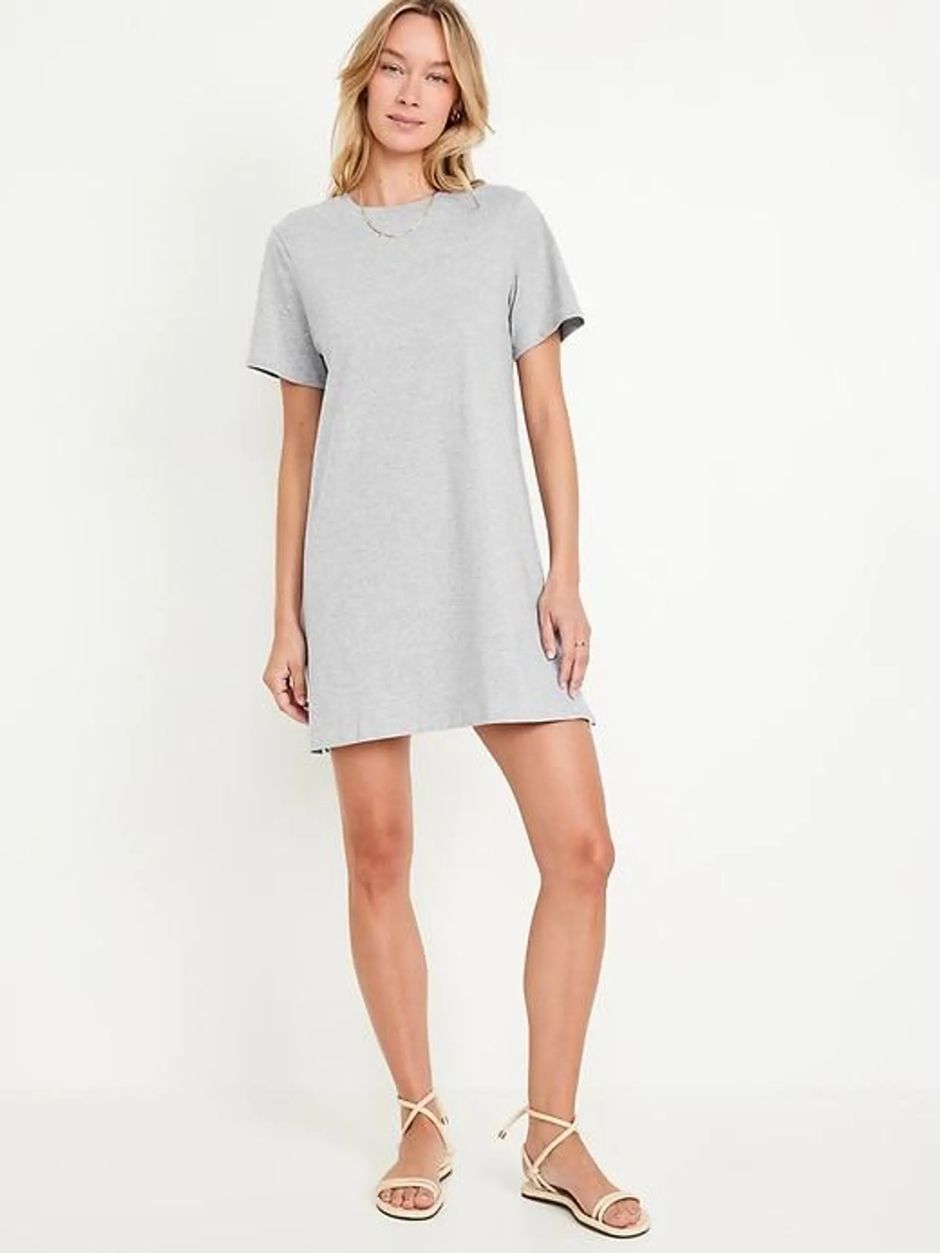 Crew-Neck Mini T-Shirt Dress