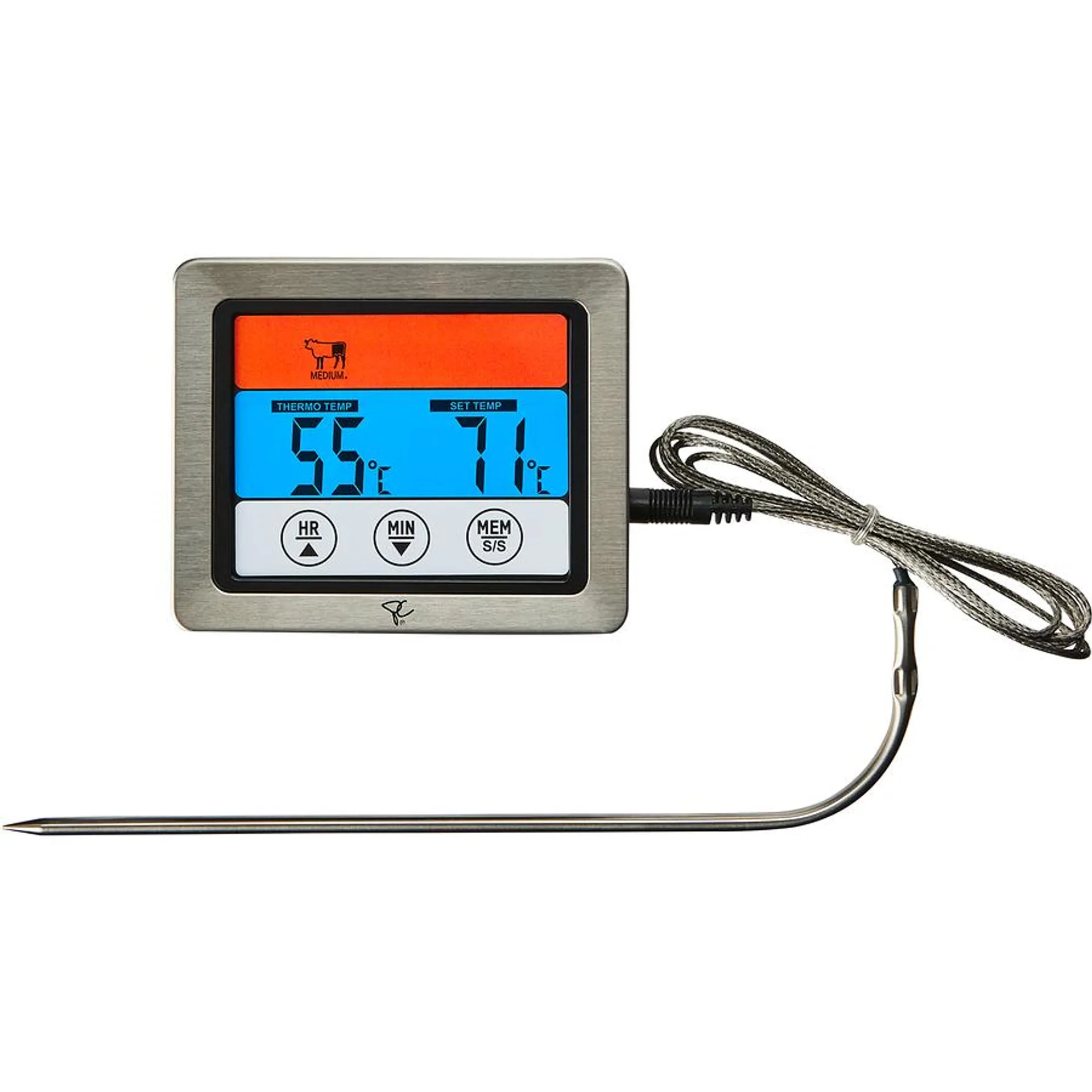 Stainless Steel Wired Thermometer w. Probe