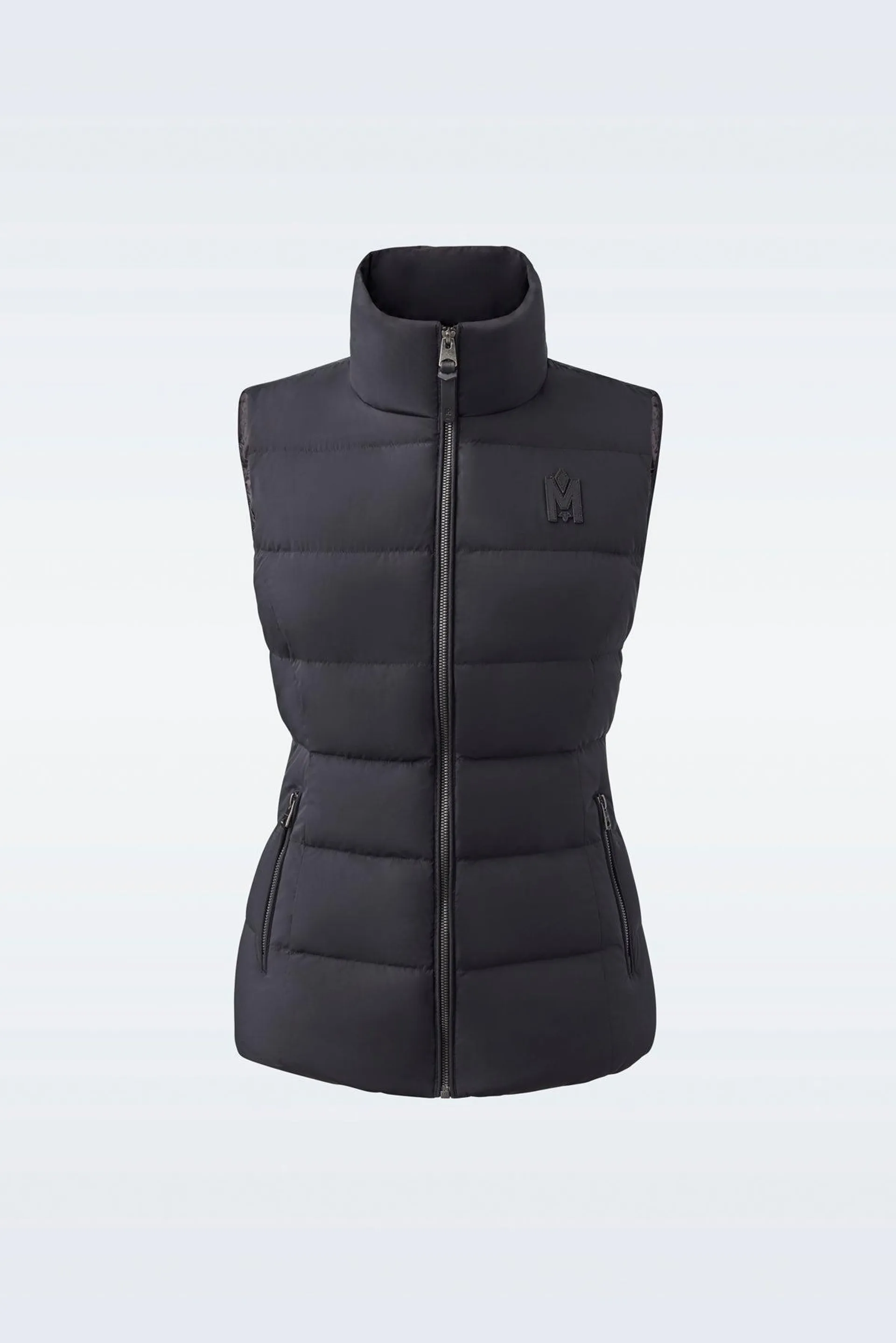 GISELA Stretch light down vest with stand collar