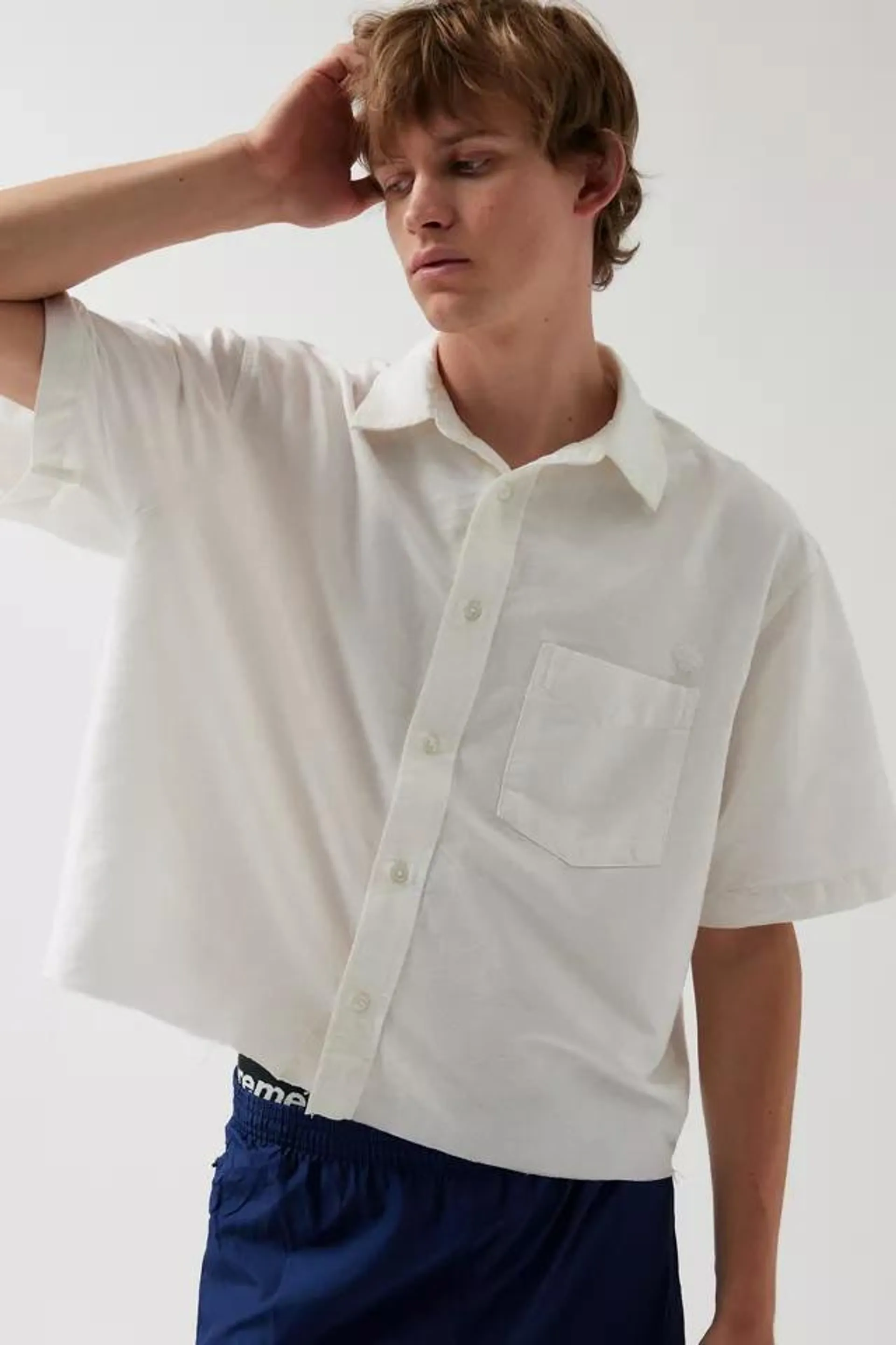 UO Solid Cut-Off Oxford Shirt