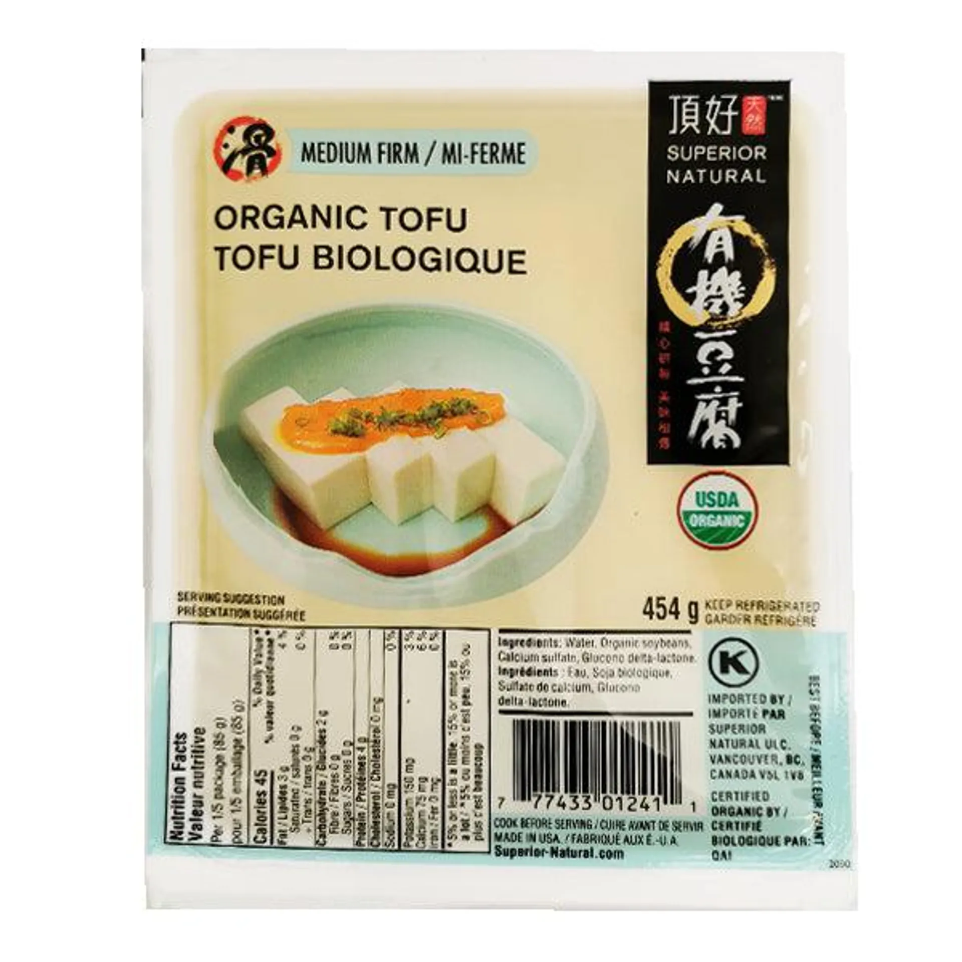 Superior Natural Organic Tofu-Medium Firm 454g