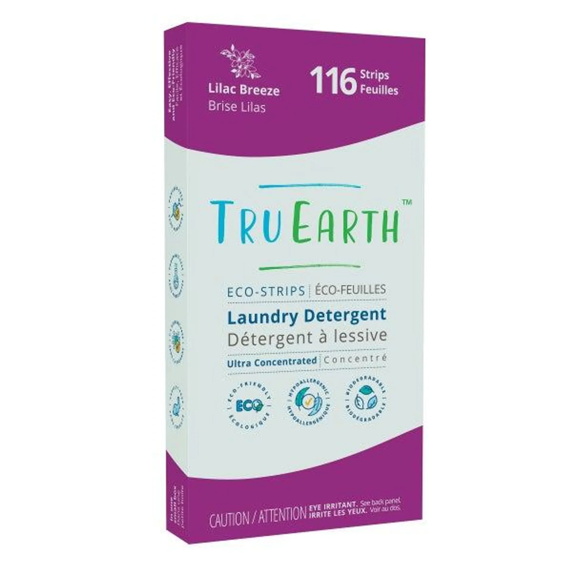 Tru Earth Eco-Strips Lilac Breeze Laundry Detergent, 116 Wash Loads