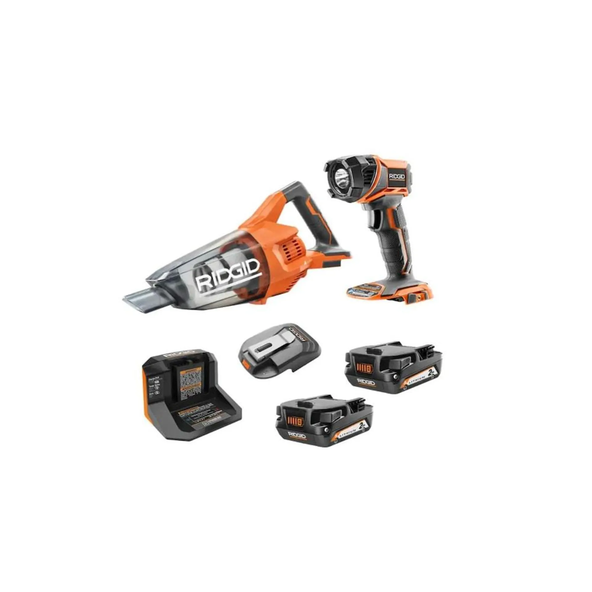 18V 3-Tool Kit with Light, Power Source, Vacuum, (2) 2.0 Ah Batteries & Charger