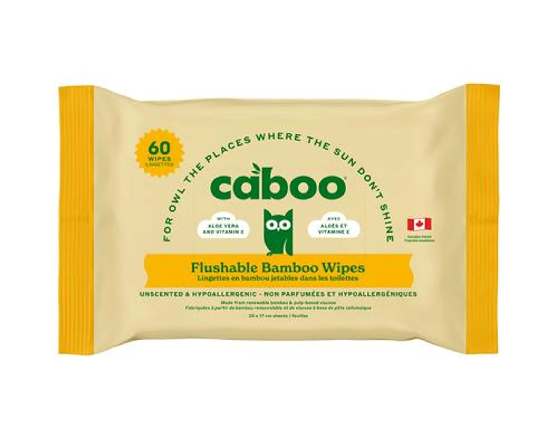 Caboo Flushable Bamboo Wipes 60 Counts